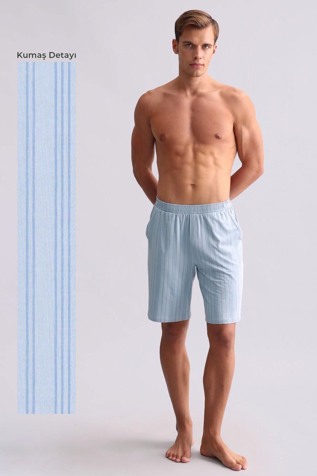 Mısırlı Erkek Bambu Pijama Şort Mavi