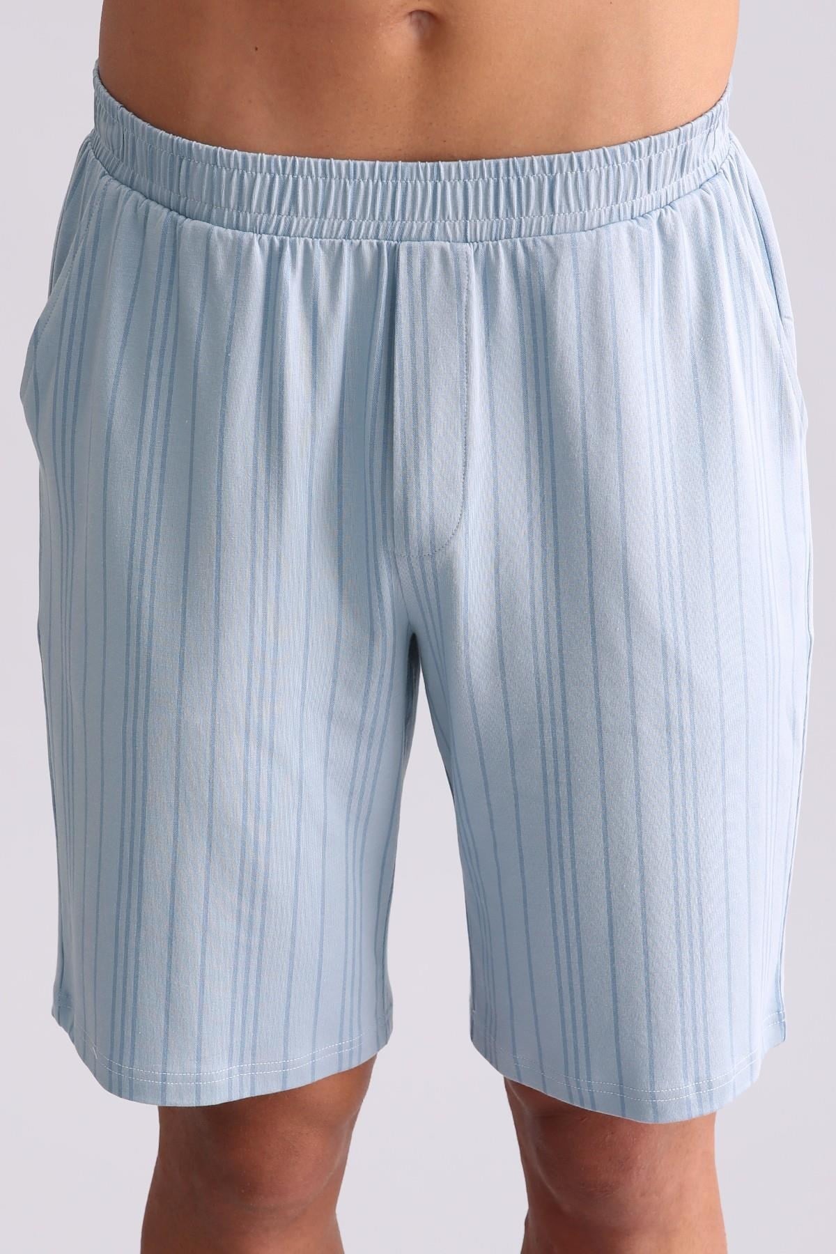 Mısırlı Erkek Bambu Pijama Şort Mavi
