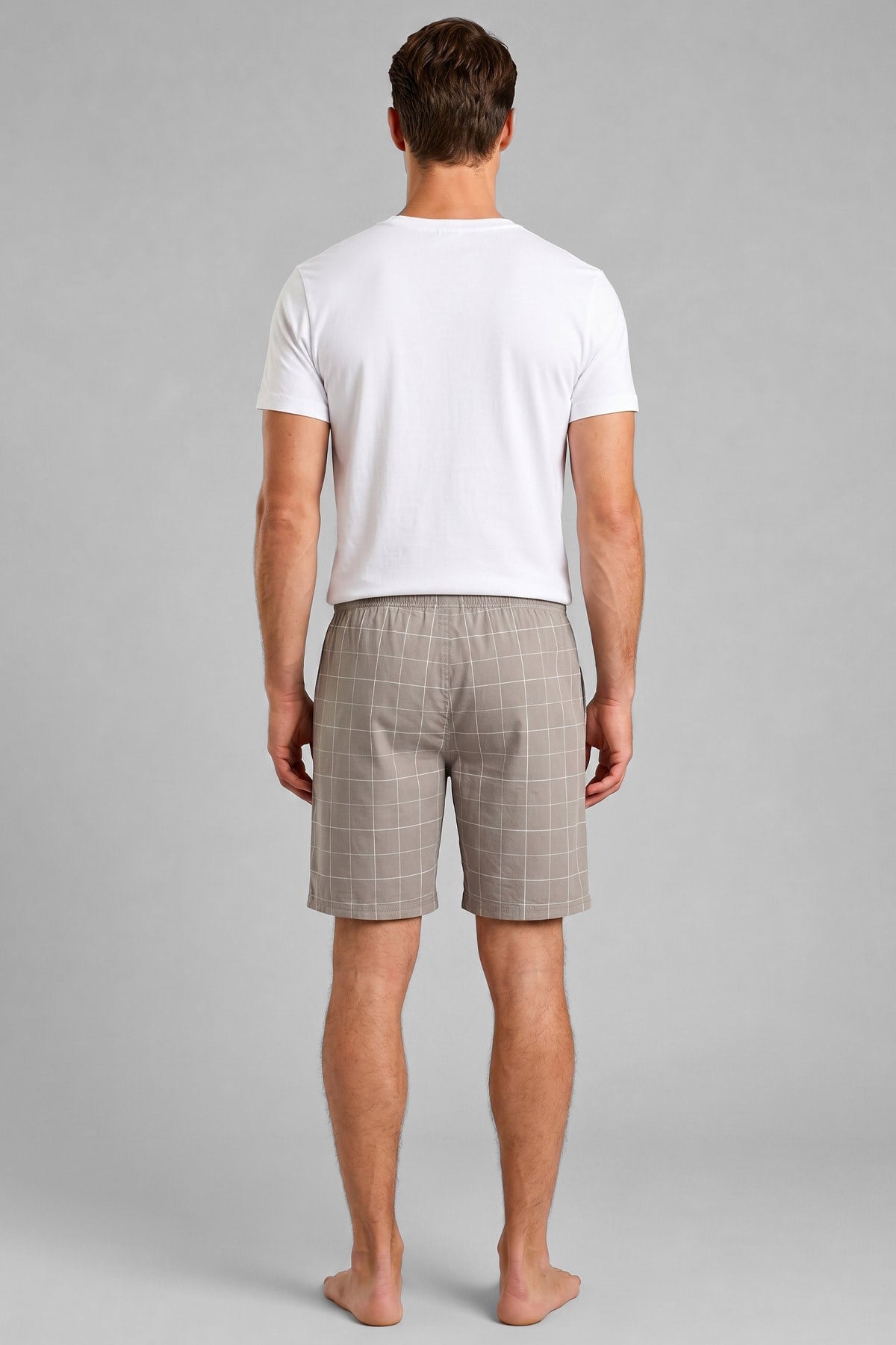 Mısırlı Erkek Ekoseli Kısa Şort Koyu Gri