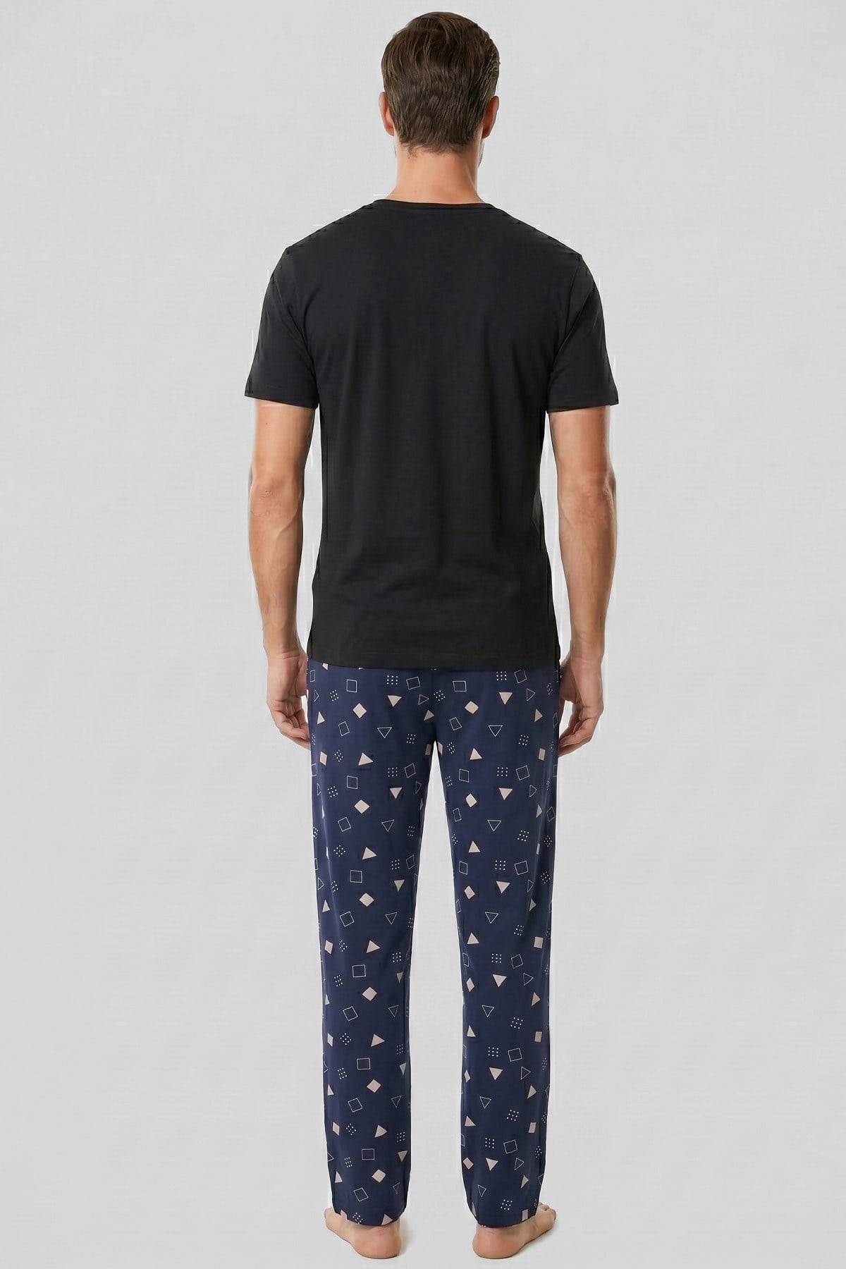 Mısırlı Erkek Geometrik Desen Alt Pijama Lacivert