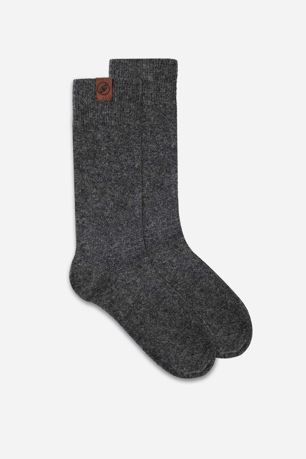 Mısırlı Erkek Kuzu Yünü (Lambswool) Tekli Soket Çorap Füme