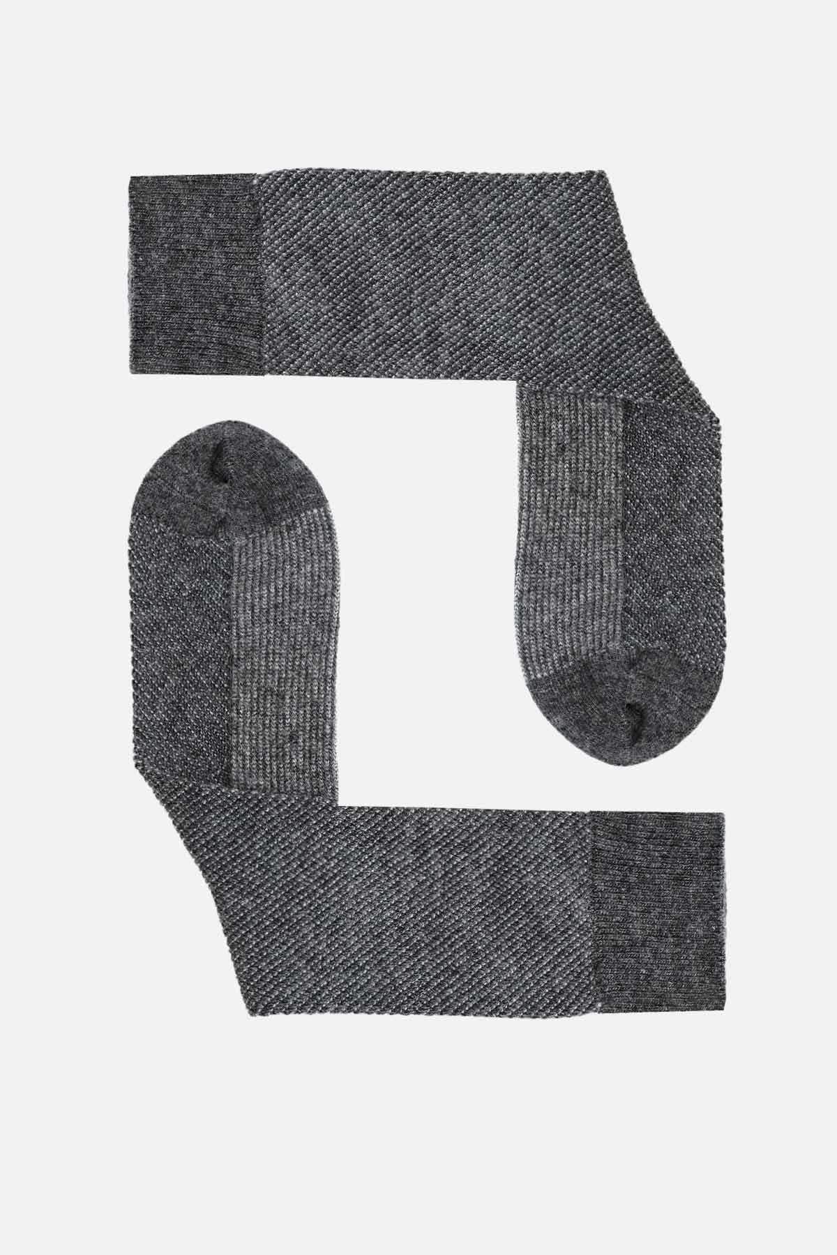 Mısırlı Erkek Kuzu Yünü (Lambswool) Tekli Soket Çorap Füme