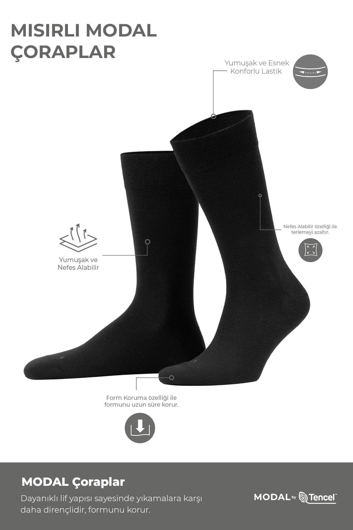 Mısırlı Erkek Modal Ergonomik Kutulu 6 Çift Soket Çorap Çok Renkli