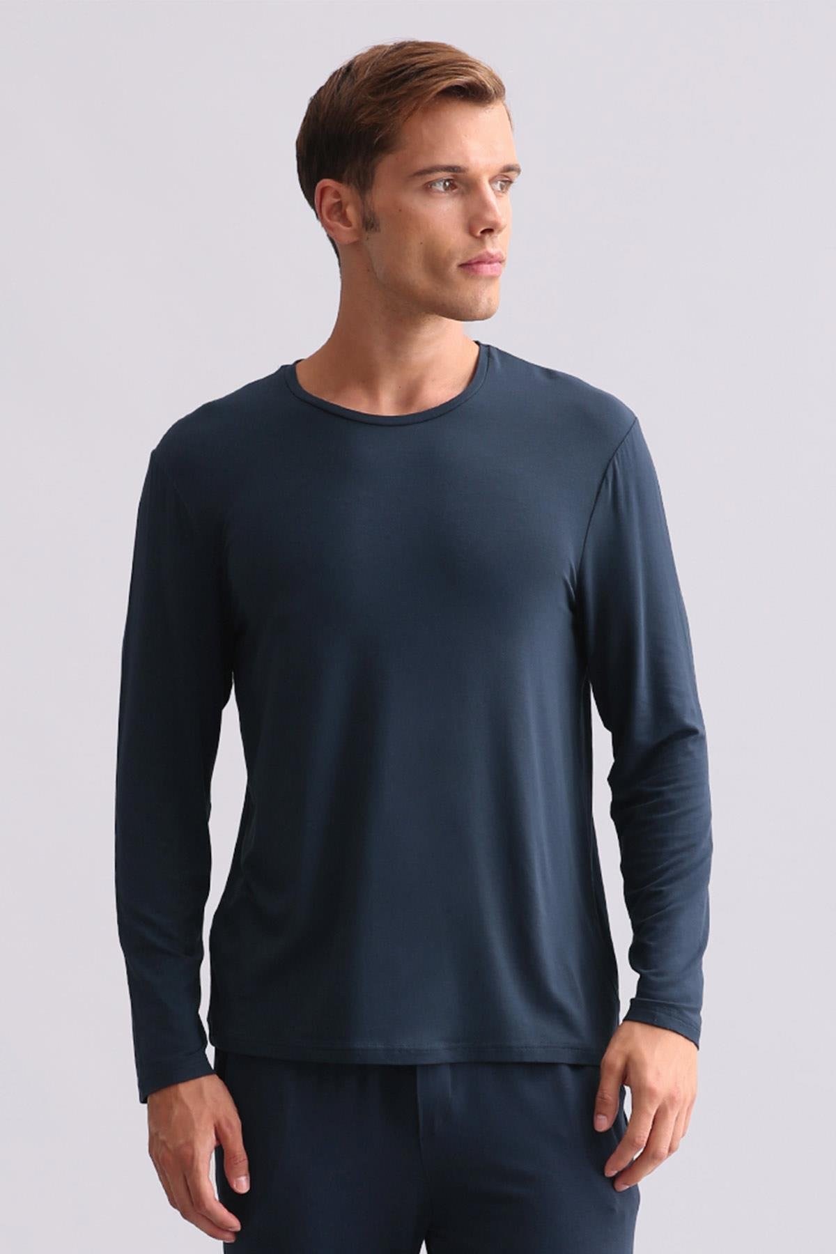 Mısırlı Erkek Modal Sweatshirt Gece Mavisi