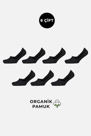 Mısırlı Erkek Organik Pamuklu 6 Çift Babet Çorap Siyah