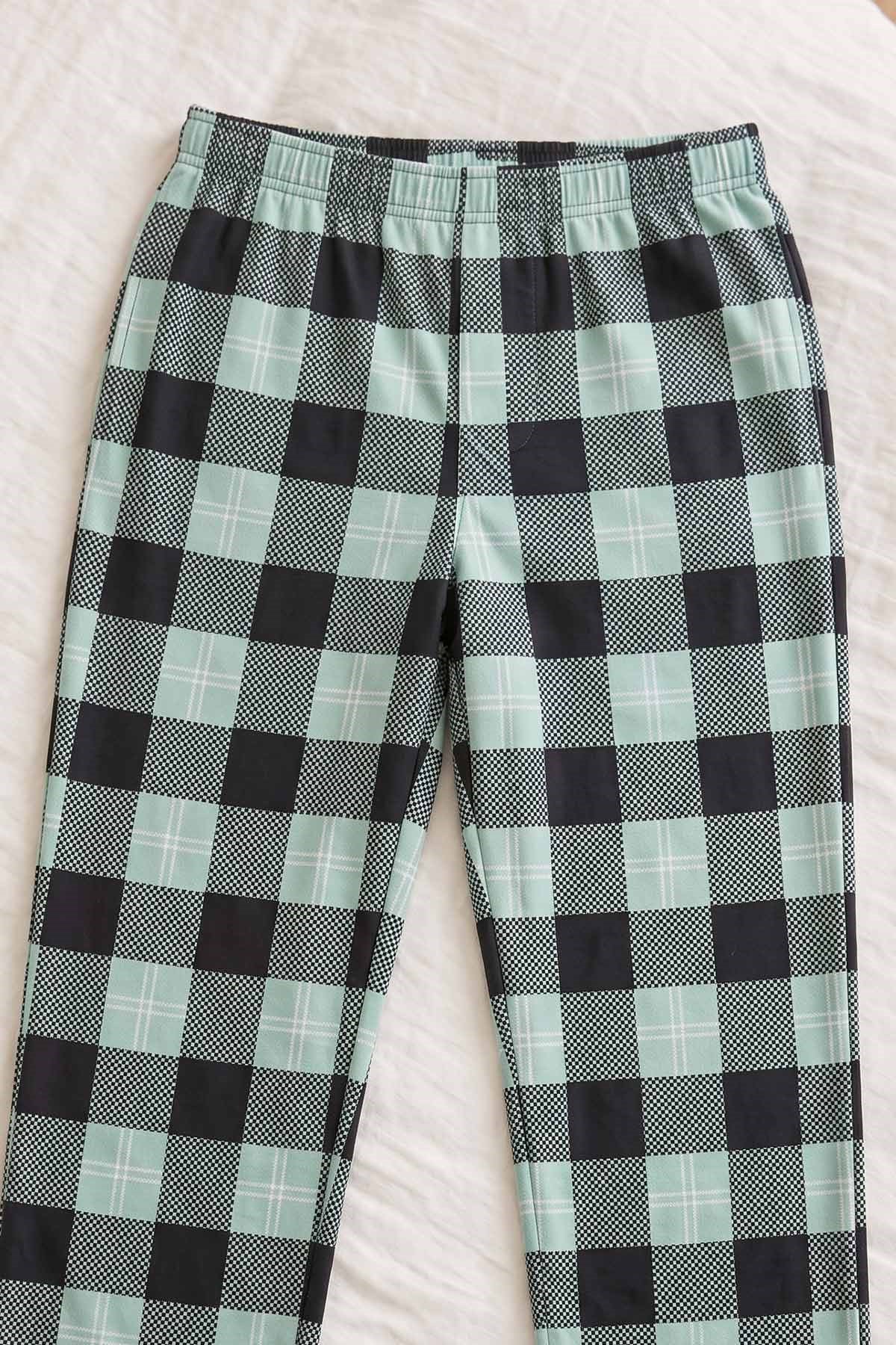 Mısırlı Erkek Pamuk Ekoseli Alt Pijama Mint