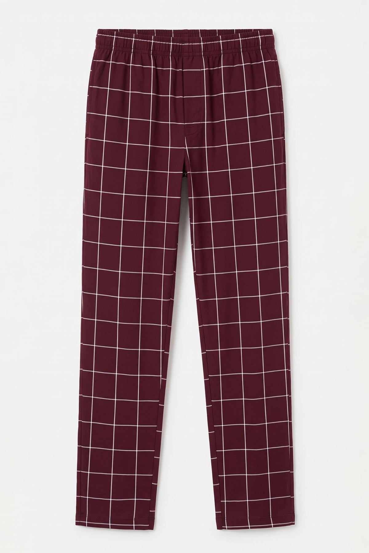 Mısırlı Erkek Pamuk İnce Ekoseli Alt  Pijama Bordo