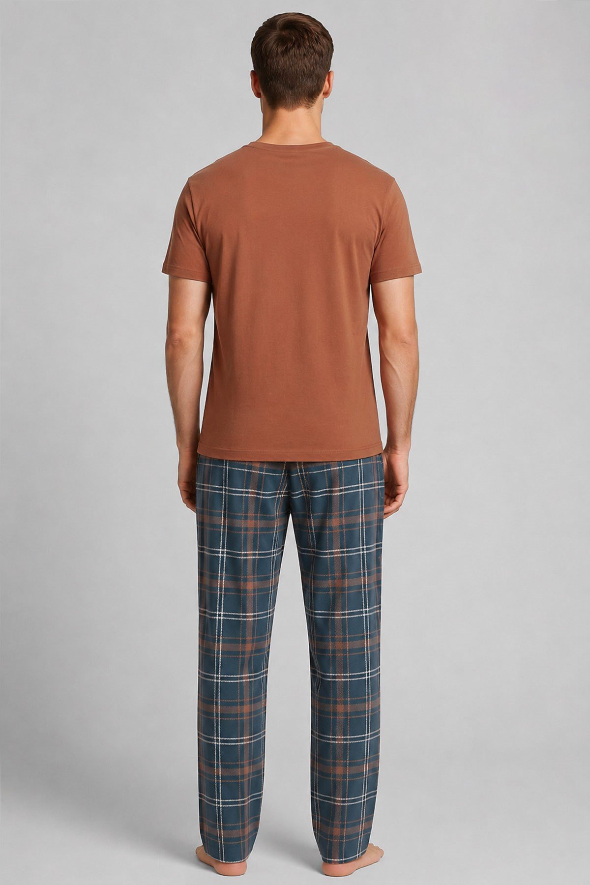 Mısırlı Erkek Pamuk Kısa Kol Pijama Takım Oranj
