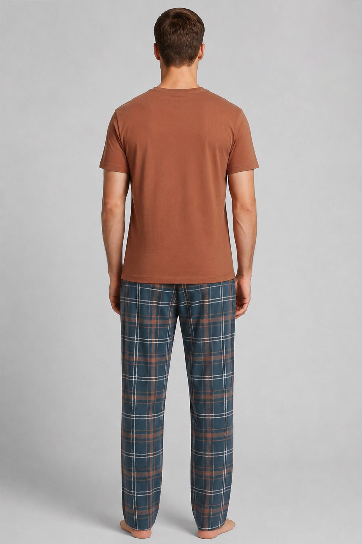 Mısırlı Erkek Pamuk Kısa Kol Pijama Takım Oranj