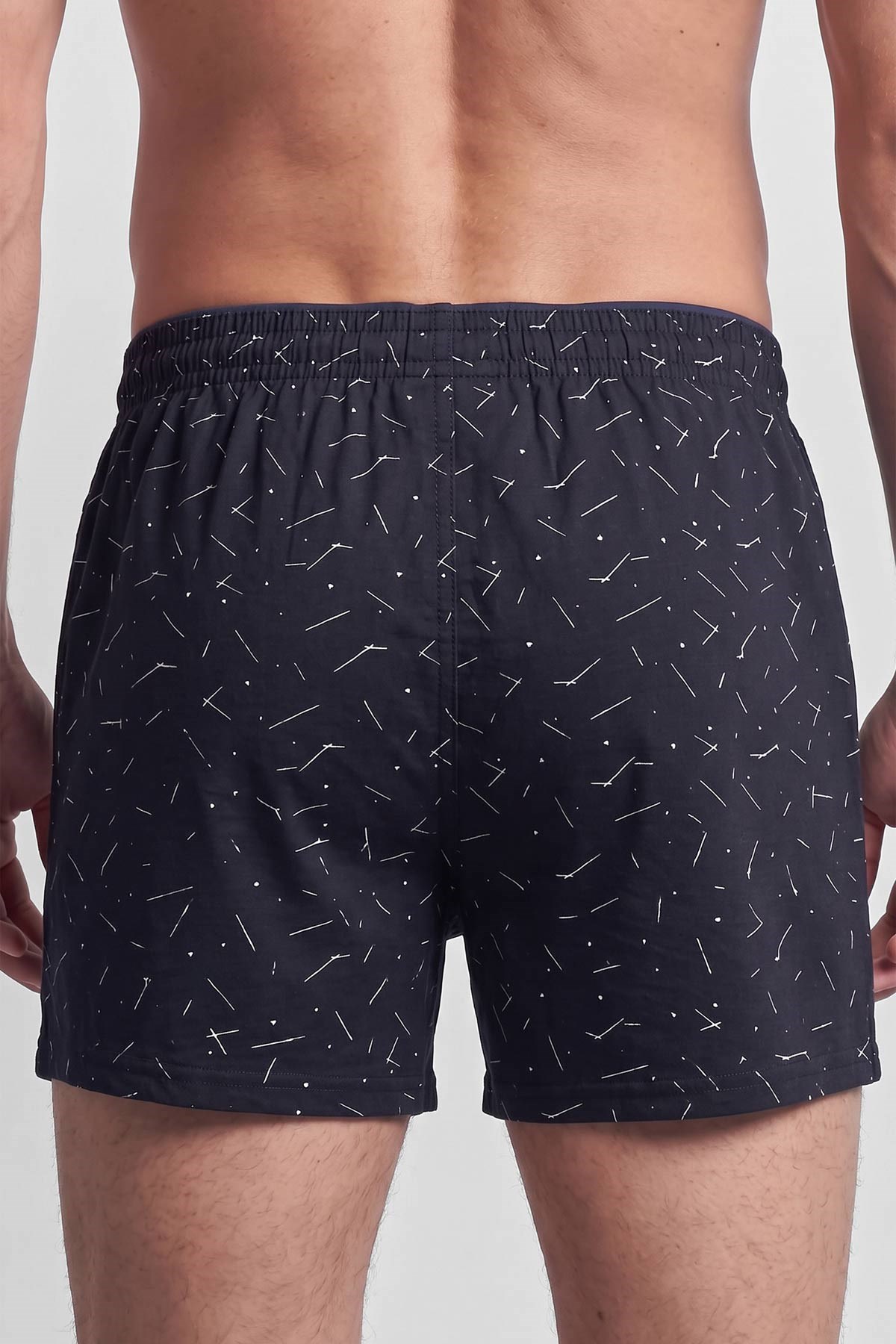 Mısırlı Erkek Pamuk Köşe Üçgen Relax Fit Boxer Çizgi Desenli/Lacivert
