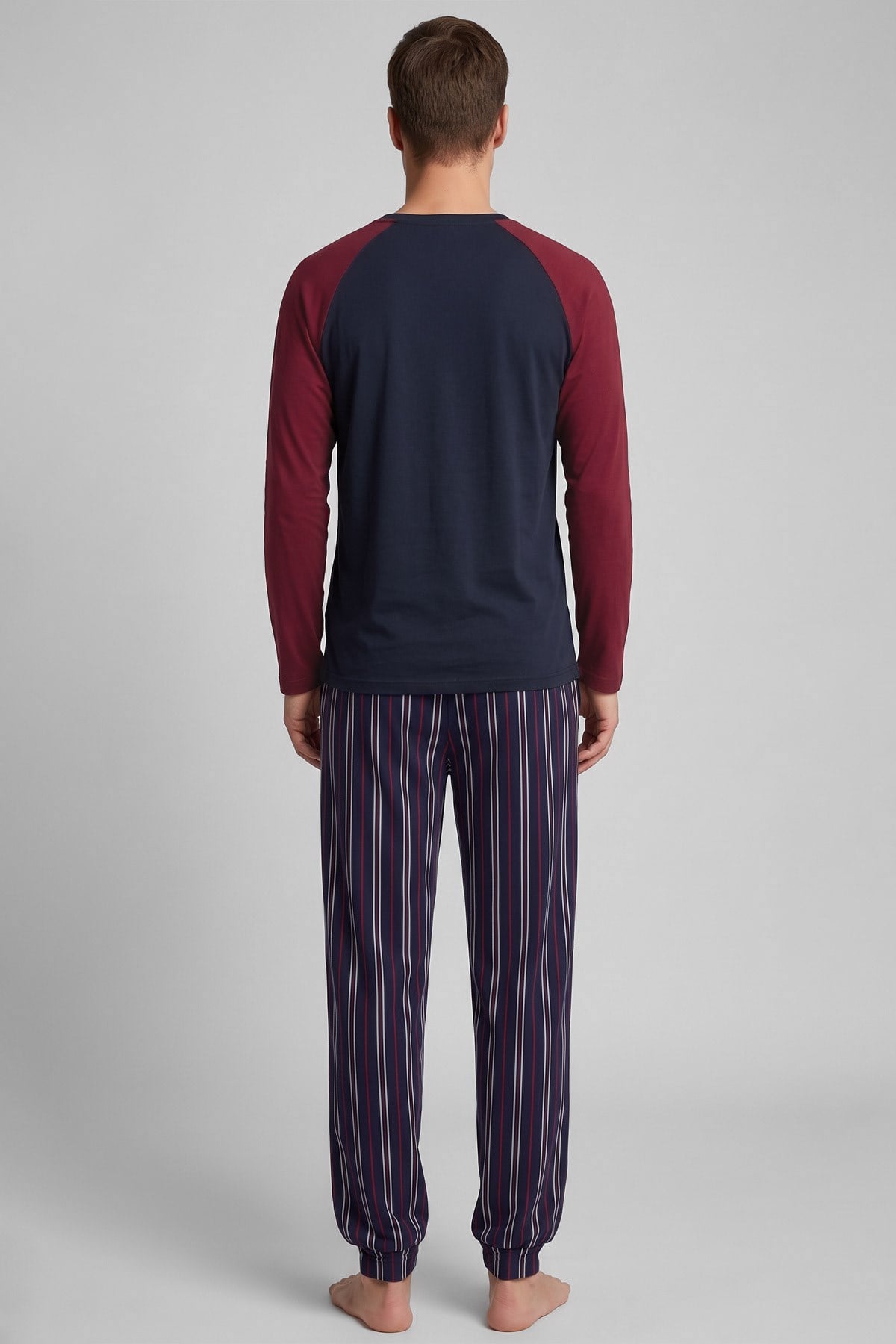 Mısırlı Erkek Pamuk Reglan Kol Pijama Takım Lacivert