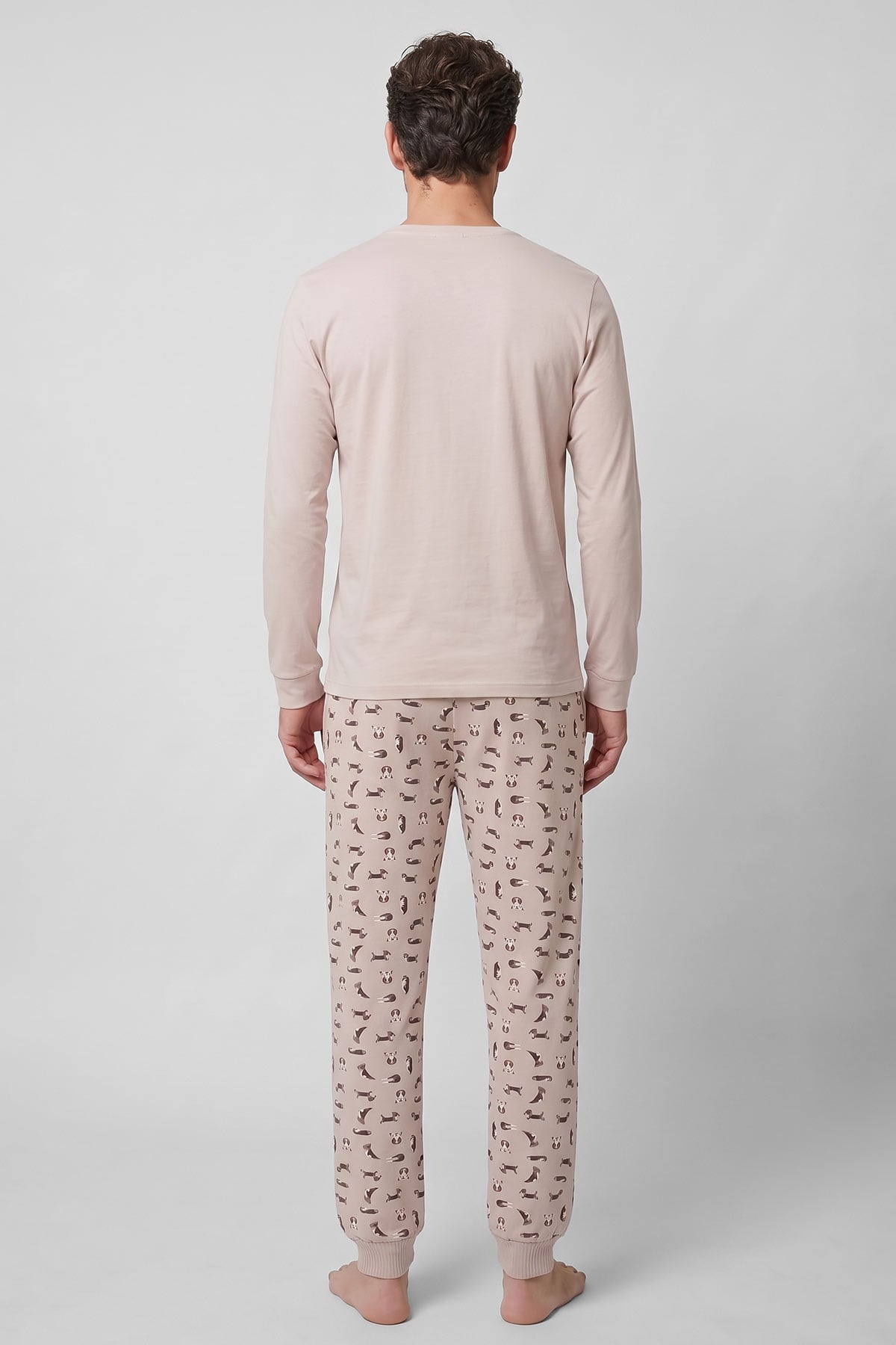 Mısırlı Erkek Pamuklu Baskılı Pijama Takım Ekru