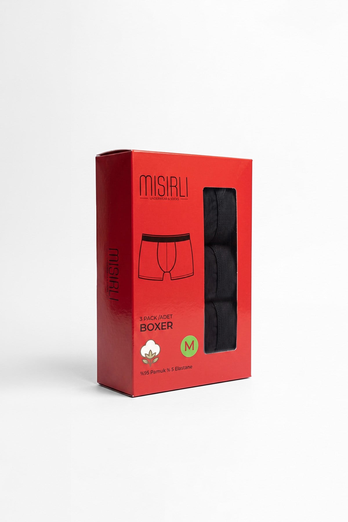 Mısırlı Erkek Pamuklu Ekonamik Üçlü Pack Boxer Siyah