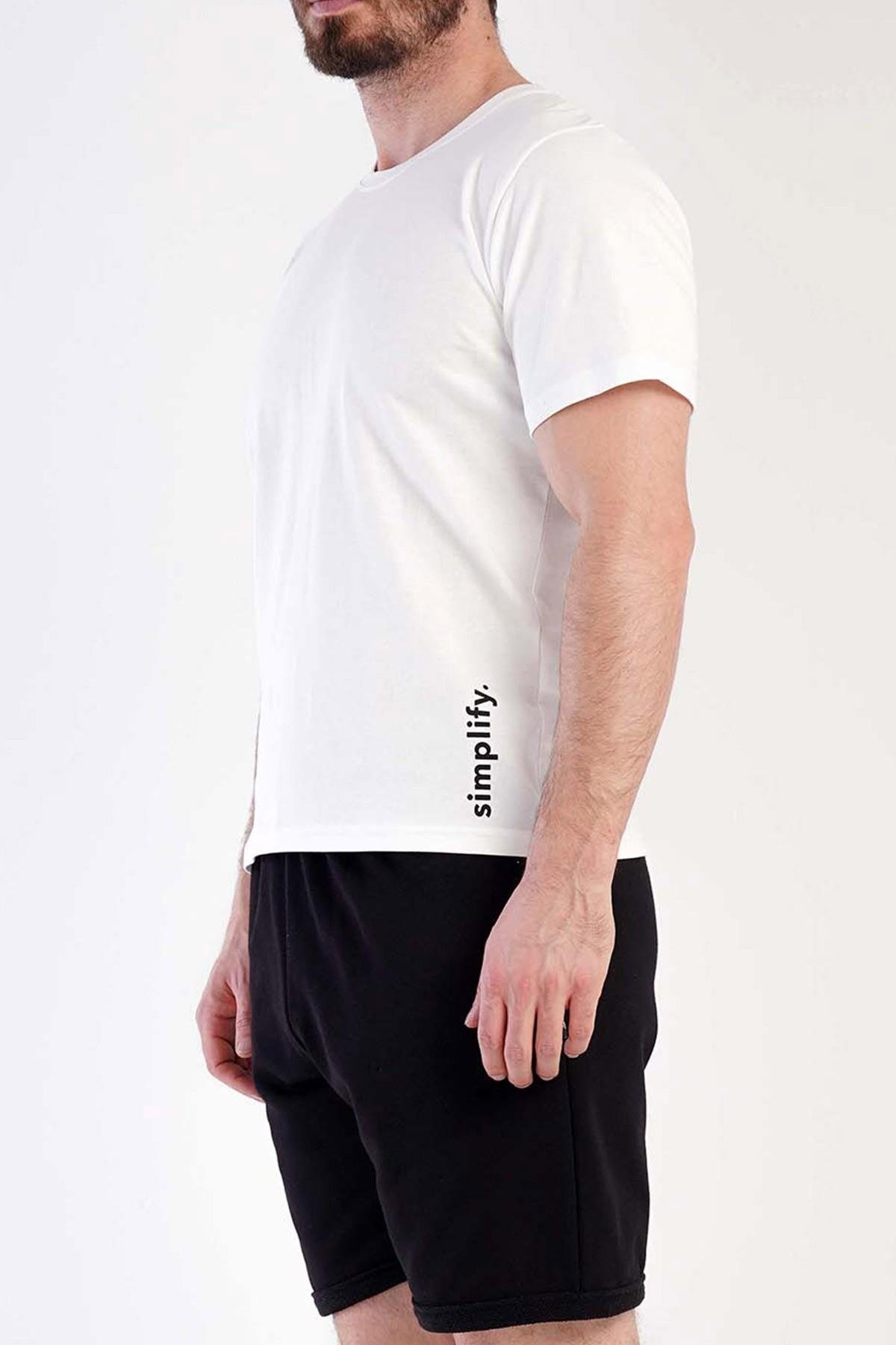 Mısırlı Erkek Pamuklu Kısa Kol Şort Pijama Takımı Beyaz