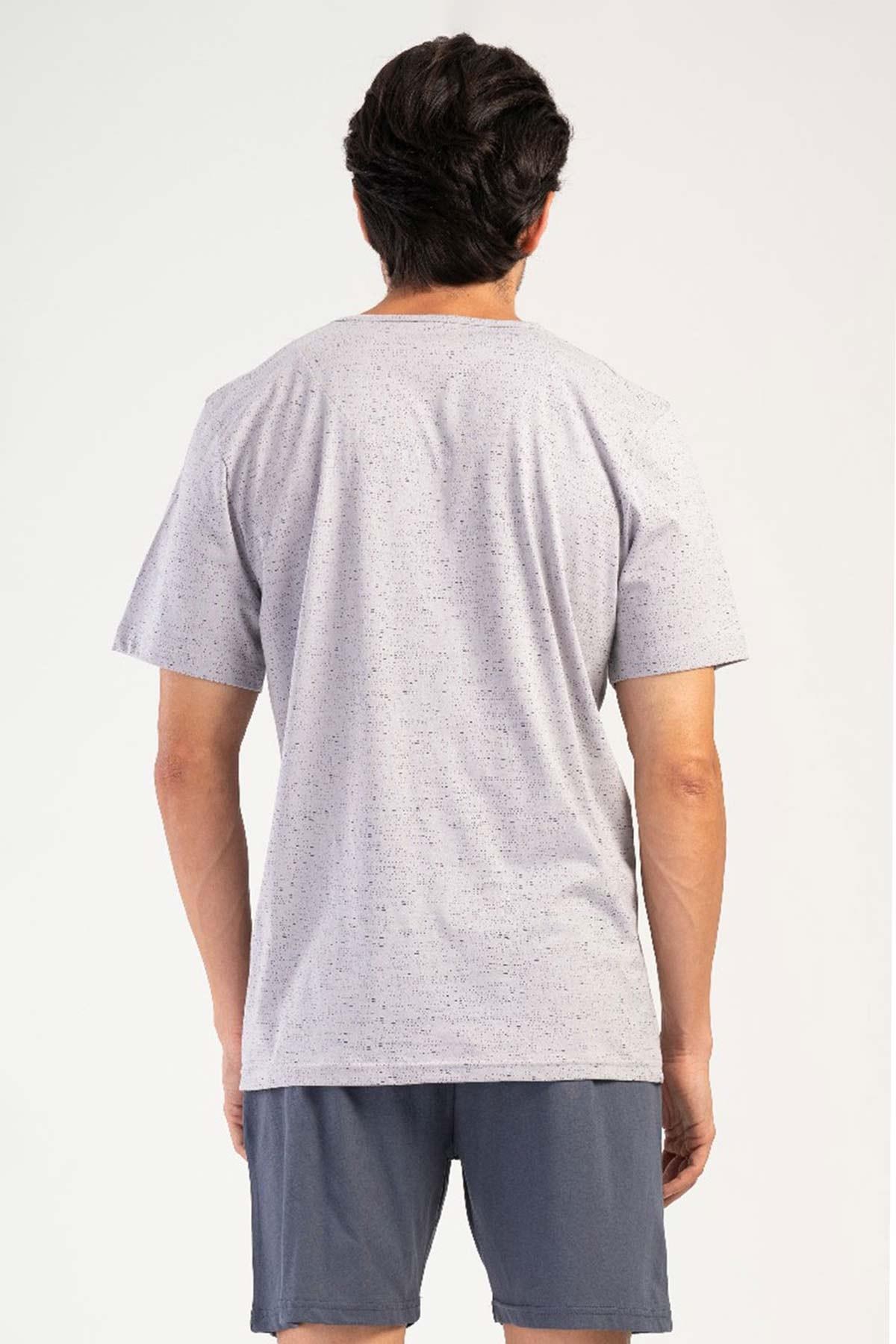 Mısırlı Erkek Pamuklu Kısa Kol Şort Pijama Takımı Gri