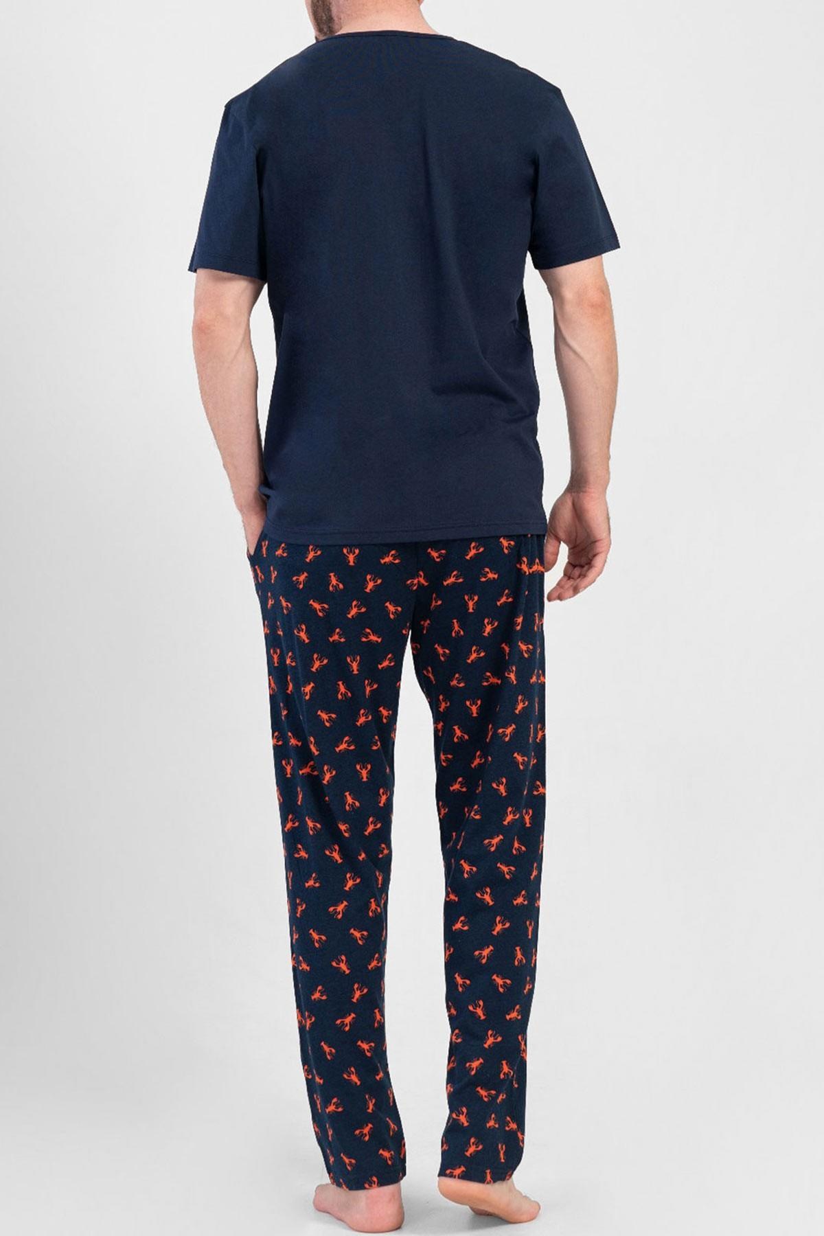 Mısırlı Erkek Pamuklu Kısa Kollu Pijama Takımı Lacivert
