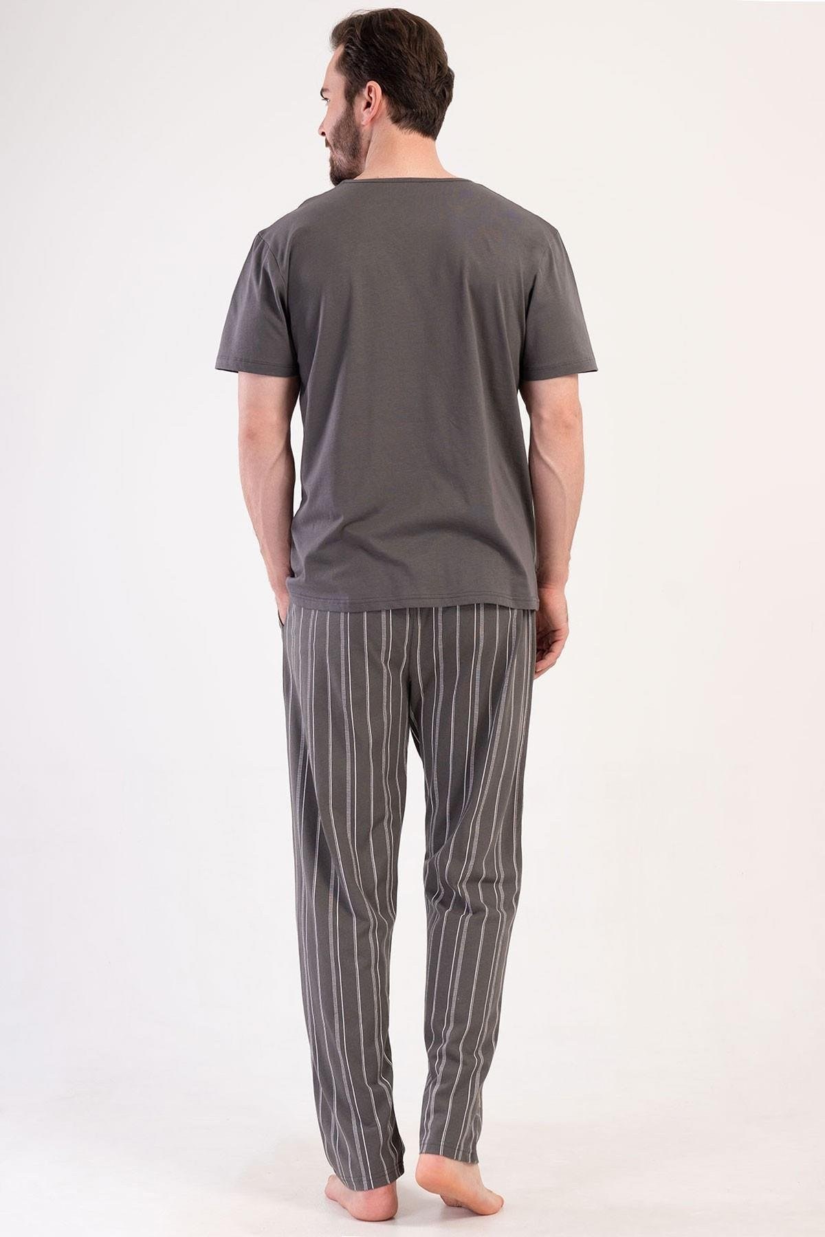 Mısırlı Erkek Pamuklu Kısa Kollu Pijama Takımı Siyah