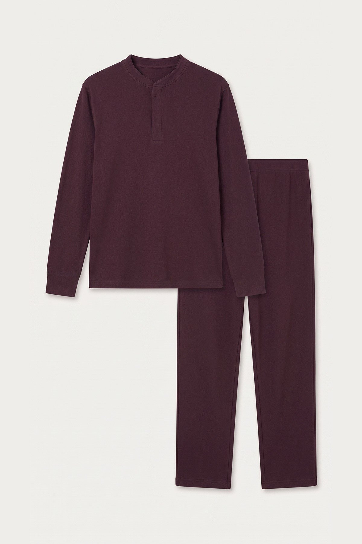 Mısırlı Erkek Pamuklu Uzun Kollu Hakim Yaka Pijama Takımı Bordo