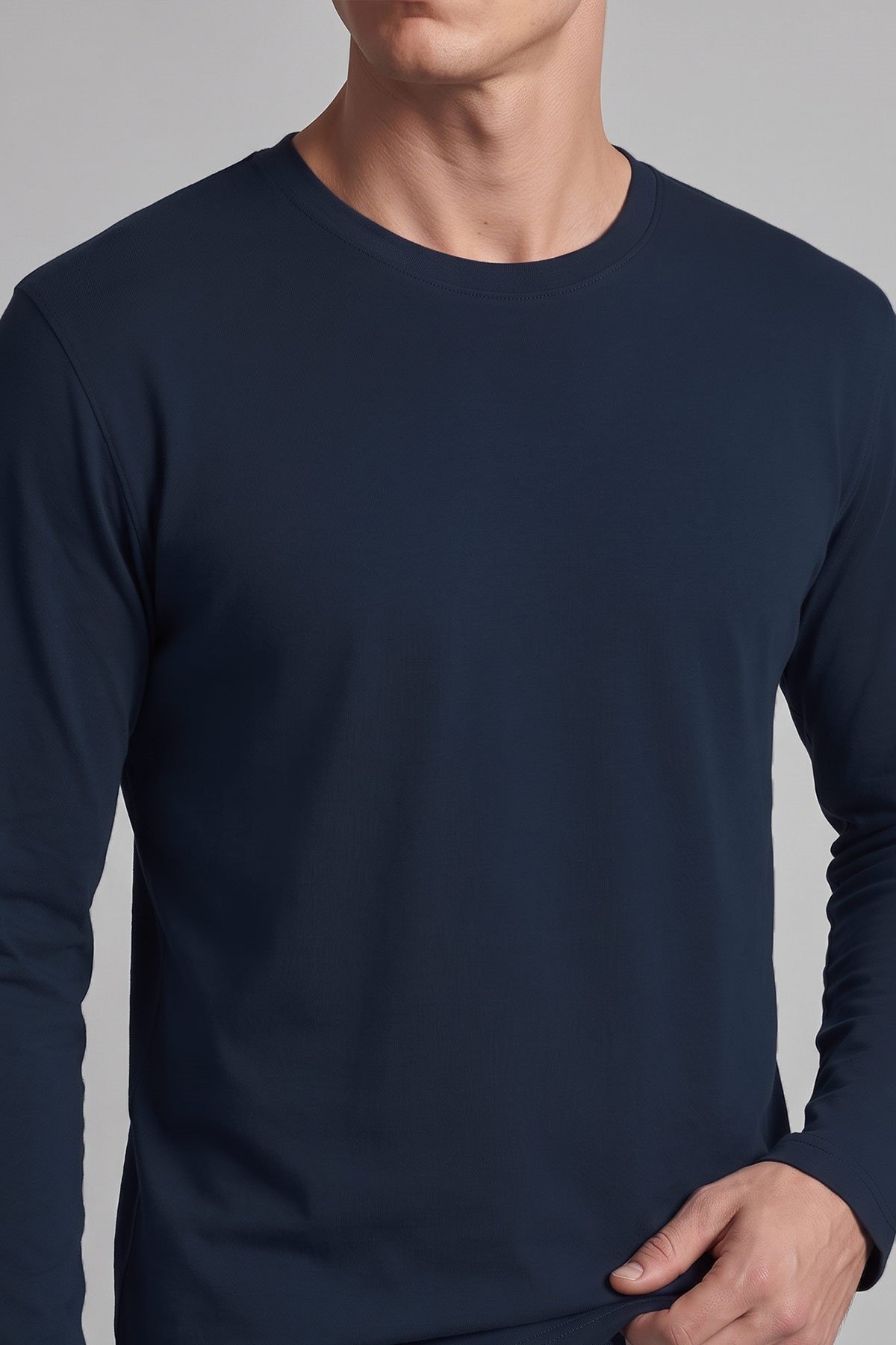 Mısırlı Erkek Pamuklu Uzun Kollu Pijama Takım Lacivert-Ekru