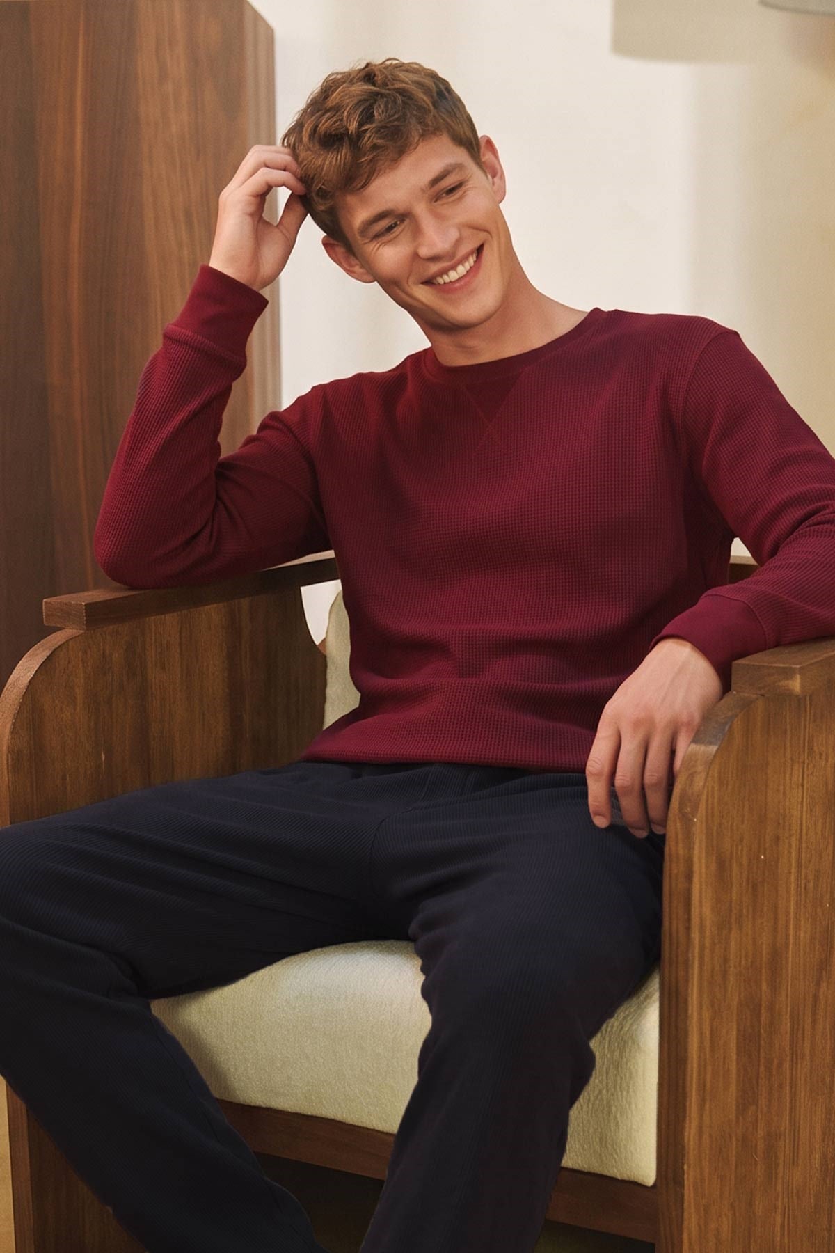 Mısırlı Erkek Pamuklu Uzun Kollu Pijama Takımı Bordo