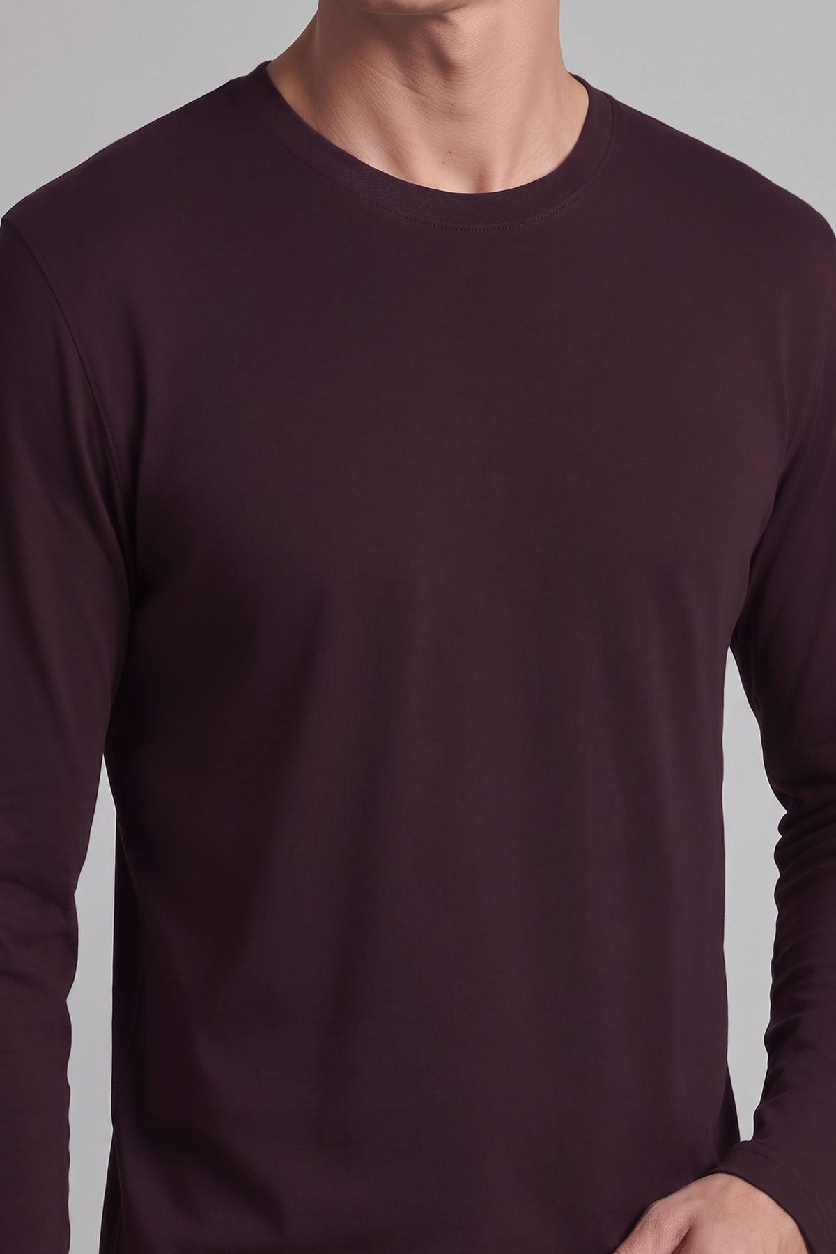 Mısırlı Erkek Pamuklu Uzun Kollu Pijama Takım Mürdüm- Ekru