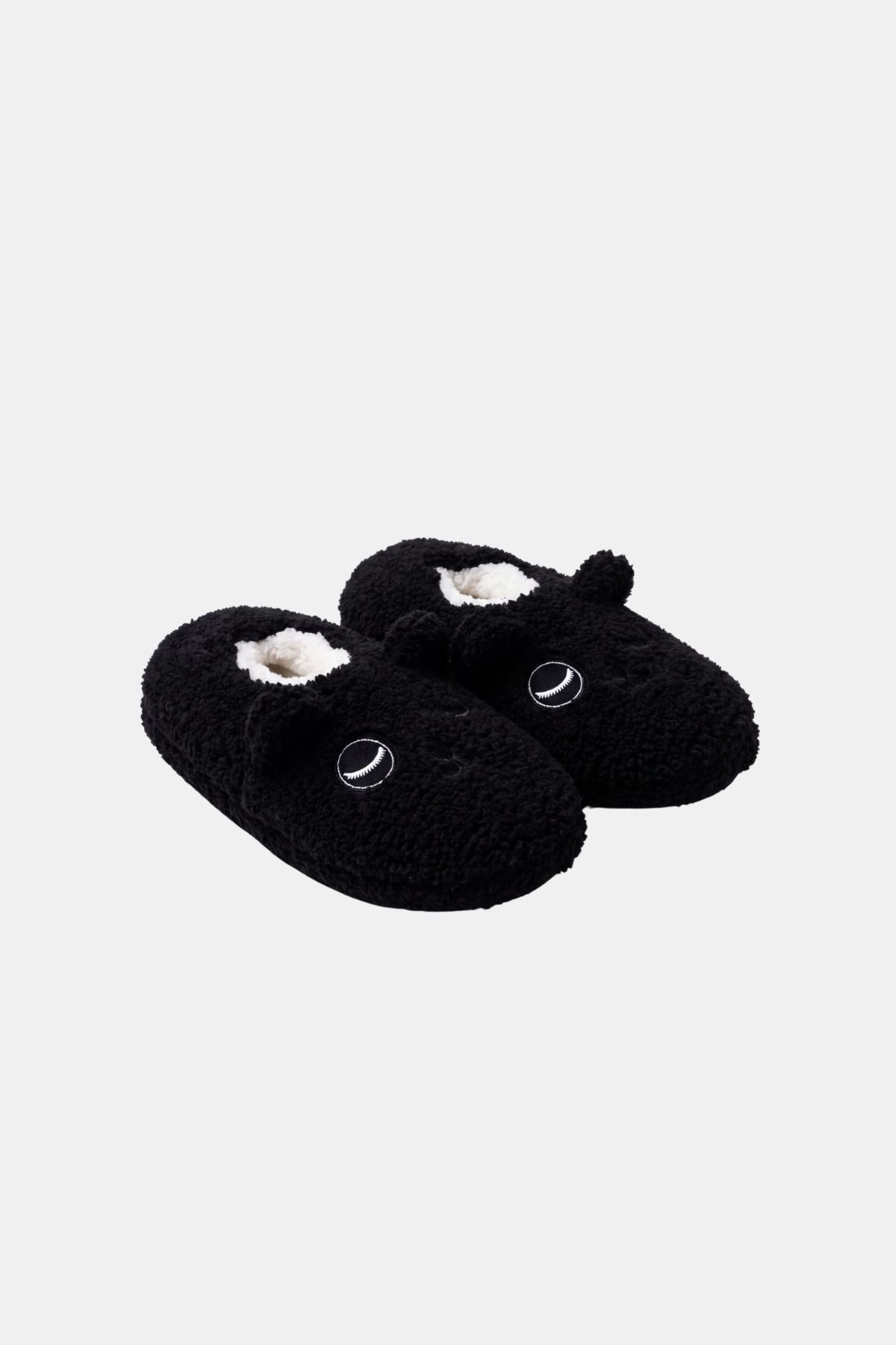 Mısırlı Erkek Panda Figürlü Panduf Siyah