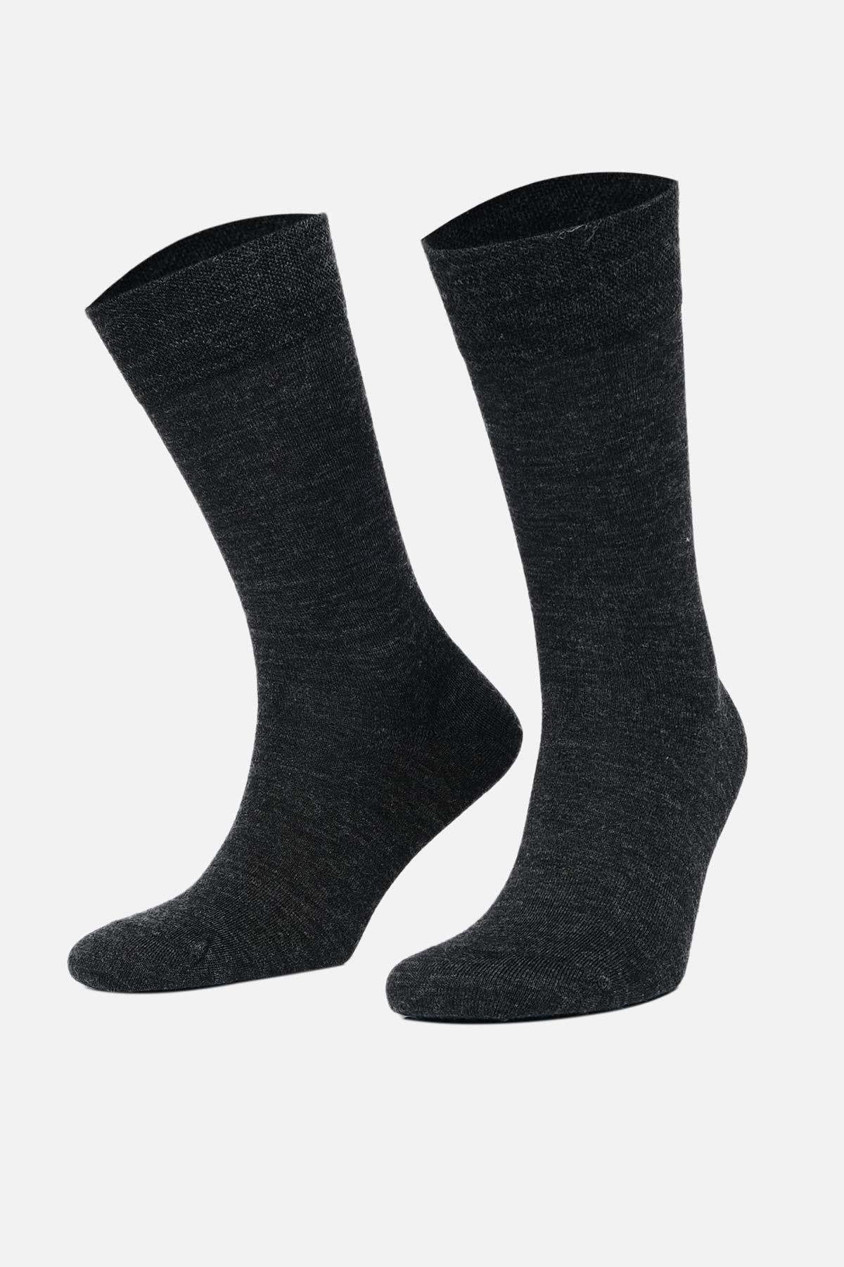 Mısırlı Erkek Soft Wool (Koyun Yünü) Tekli Soket Çorap Antrasit
