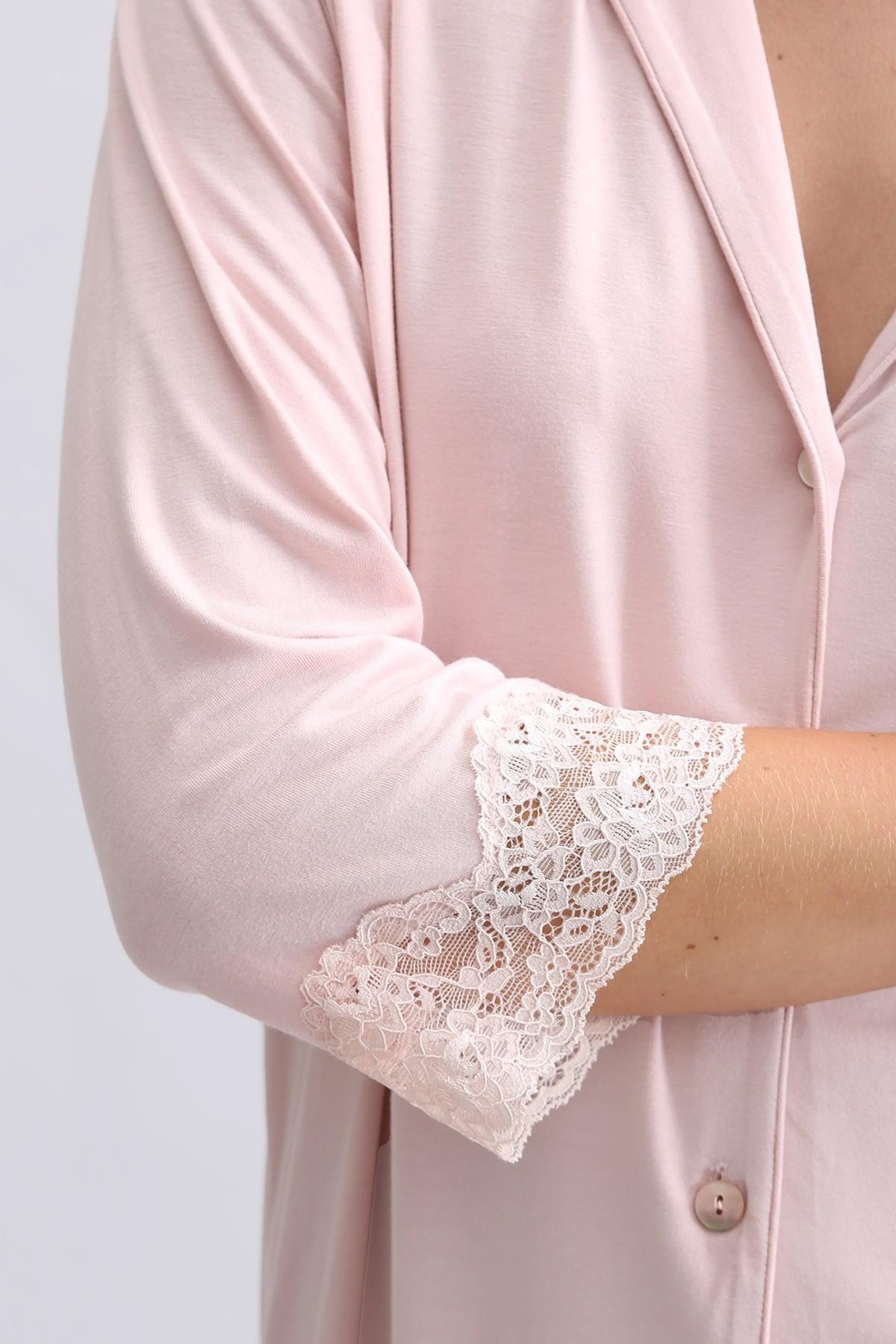 Mısırlı Kadın Bambu Pijama Takımı Açık Sarı
