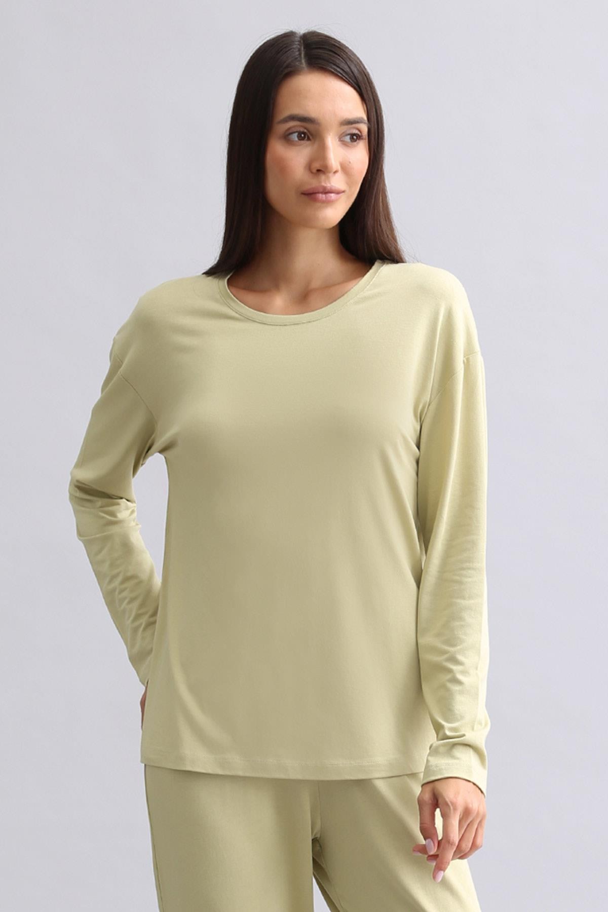 Mısırlı Kadın Bambu Sweatshirt Adaçayı Yeşili