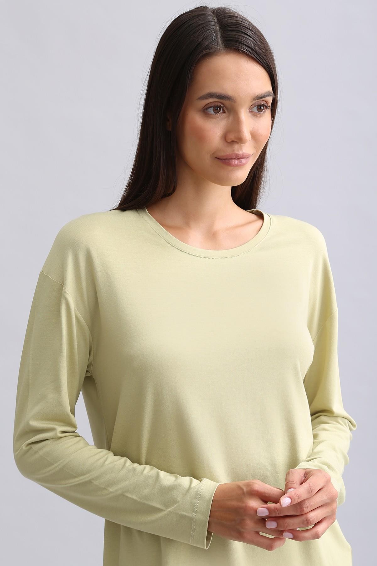 Mısırlı Kadın Bambu Sweatshirt Adaçayı Yeşili