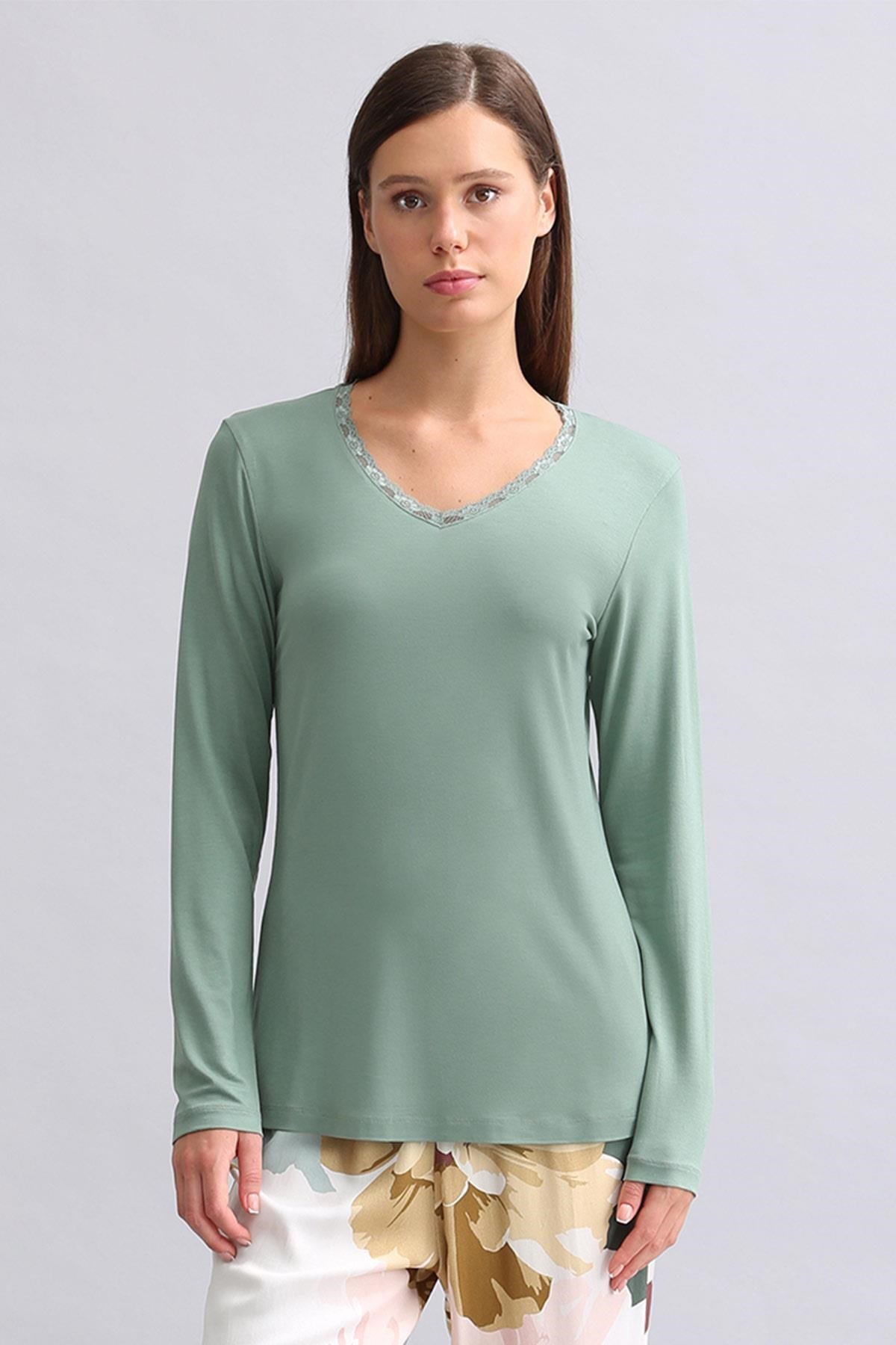 Mısırlı Kadın Bambu Sweatshirt Çağla Yeşili
