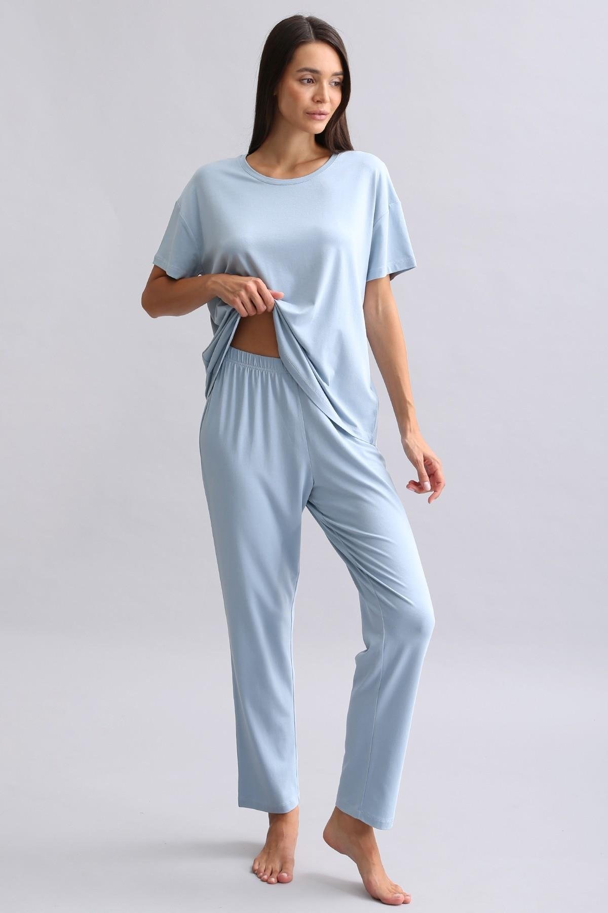 Mısırlı Kadın Bambu Tişört Mavi