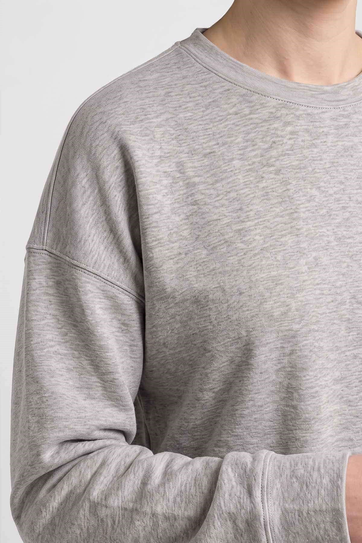 Mısırlı Kadın Bisiklet Yaka Sweatshirt Gri Melanj
