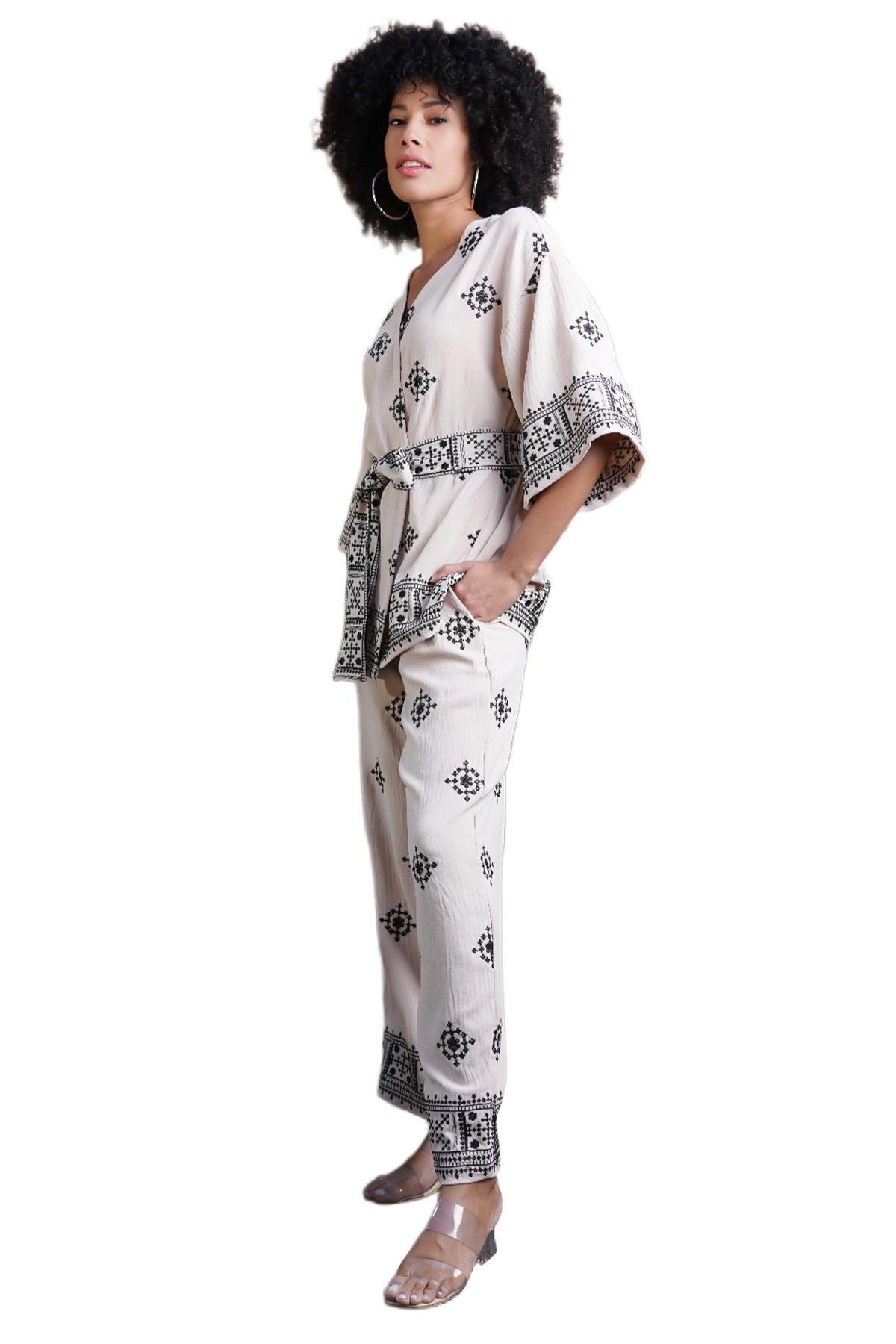 Mısırlı Kadın Kimono Takım Espresso