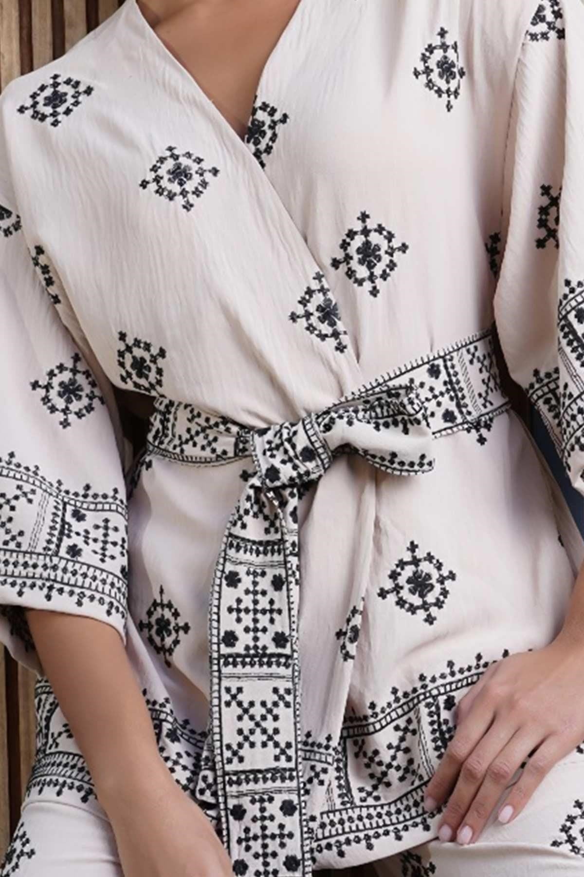 Mısırlı Kadın Kimono Takım Espresso