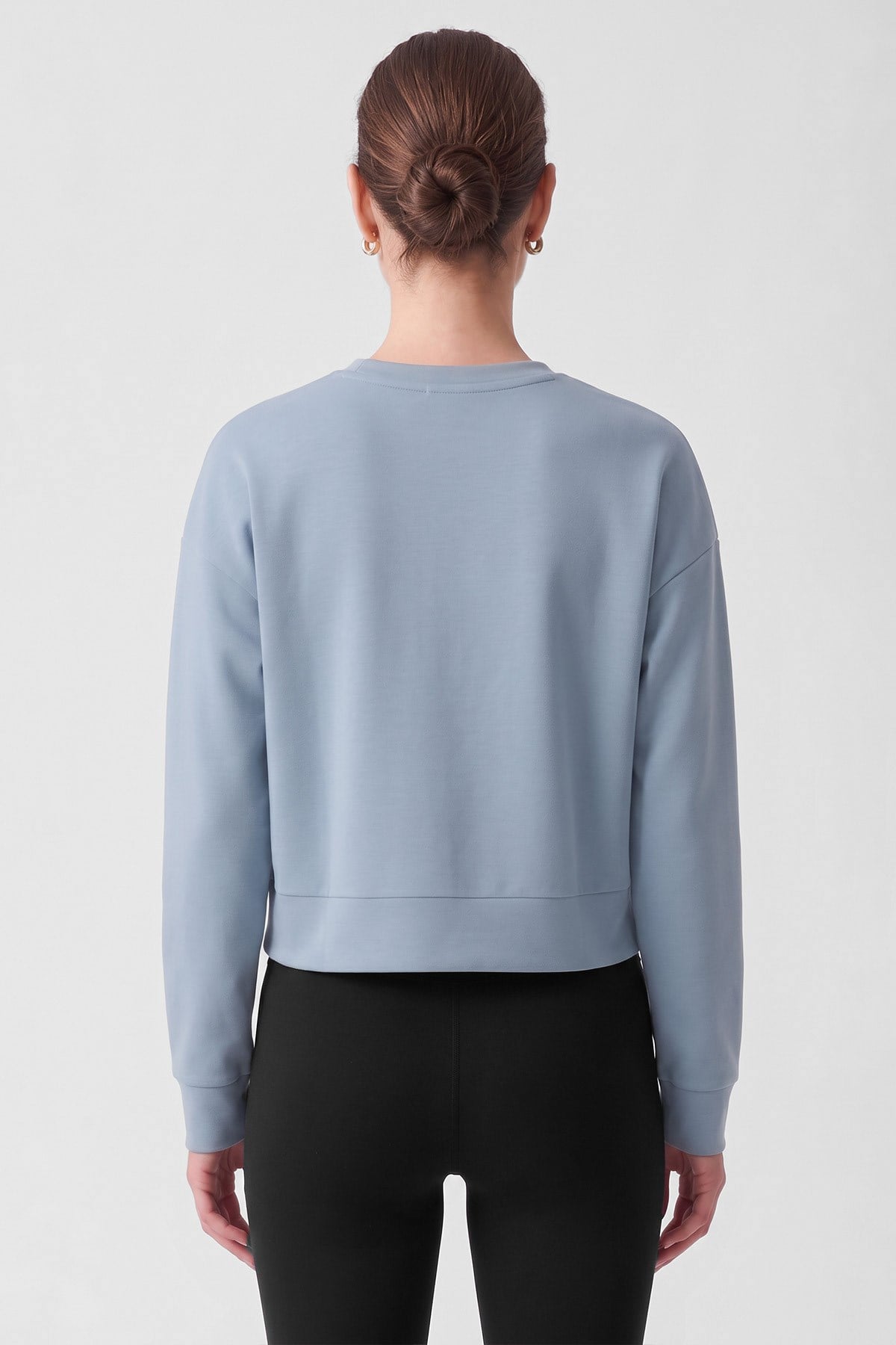 Mısırlı Kadın Modal Crop Sweatshirt Mavi