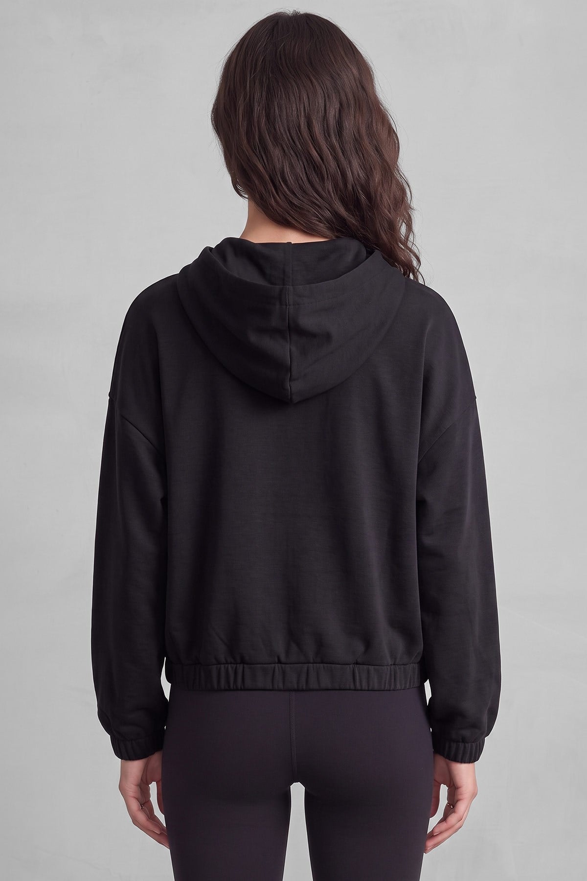 Mısırlı Kadın Modal Fermuarlı Crop Sweatshirt Atrasit