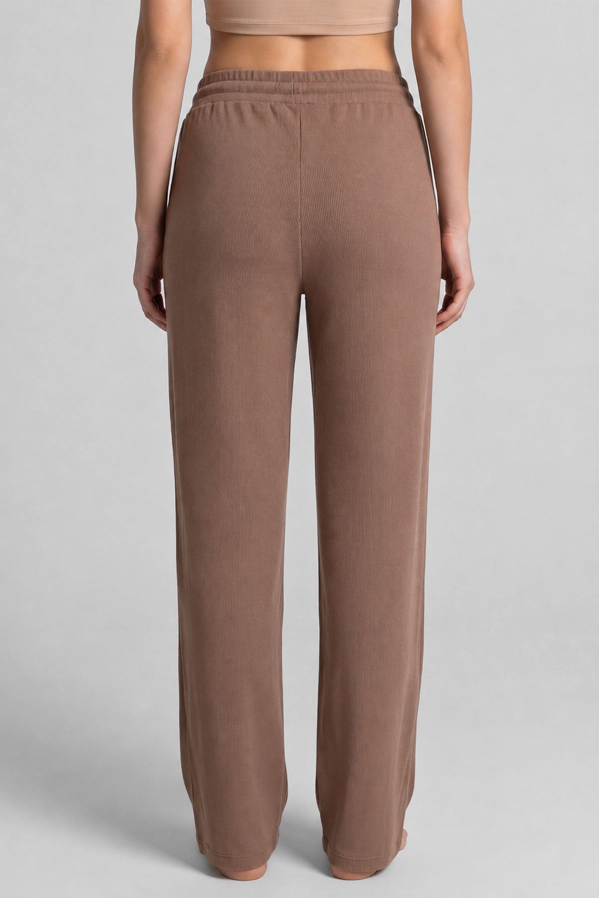 Mısırlı Kadın Modal Pamuk Karışımlı Beli Lastikli Pijama Açık Kahverengi