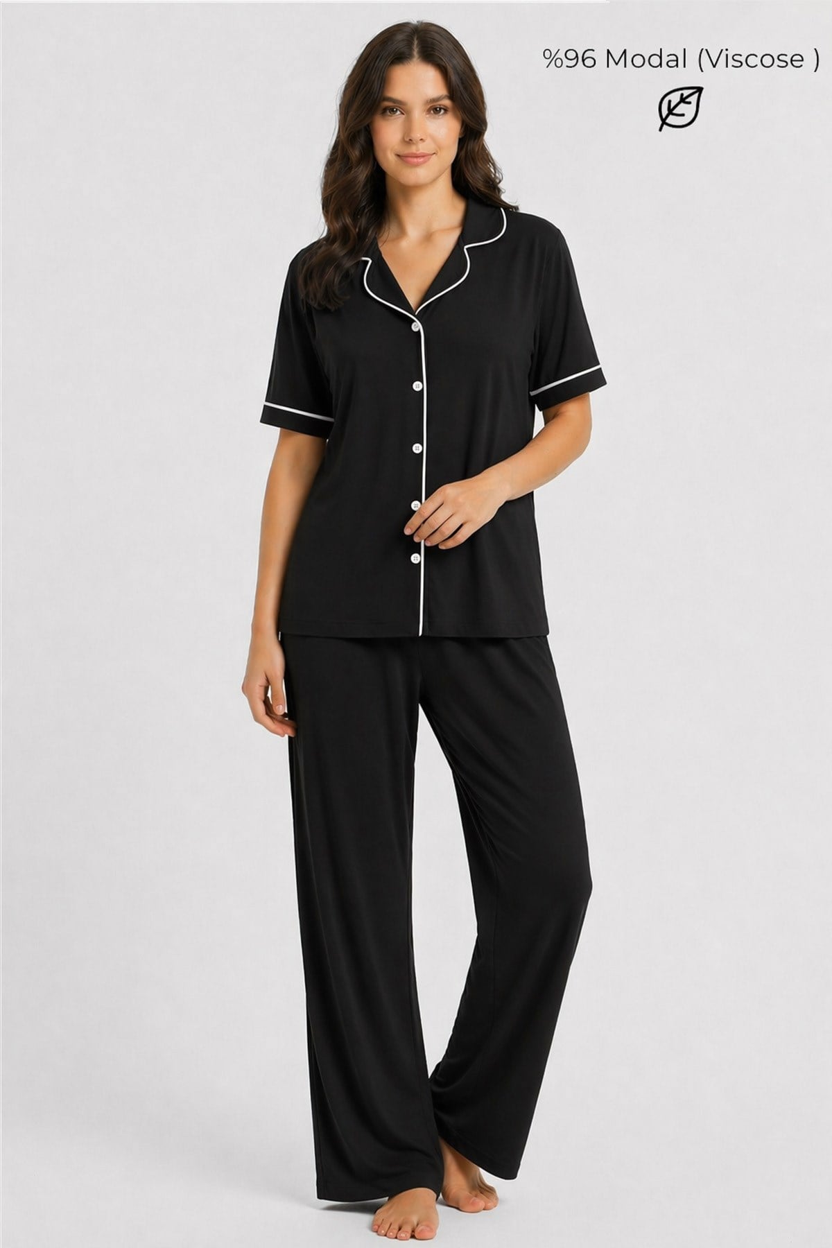Mısırlı Kadın Modal Pijama Takım Siyah