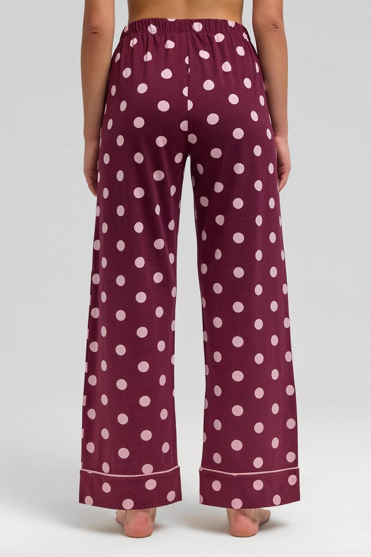 Mısırlı Kadın Modal Puantiyeli Pijama Takımı Bordo
