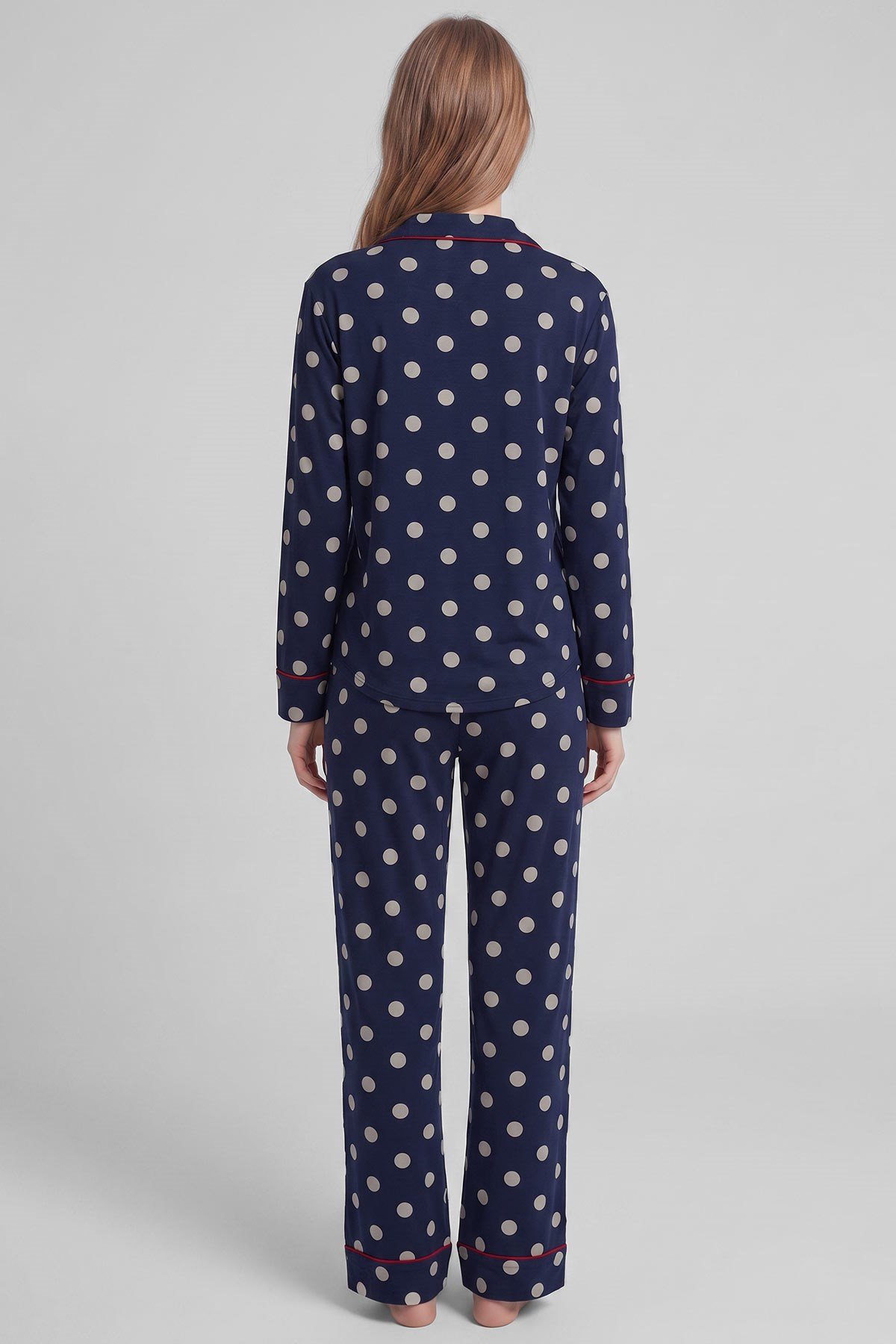 Mısırlı Kadın Modal Puantiyeli Pijama Takımı Lacivert
