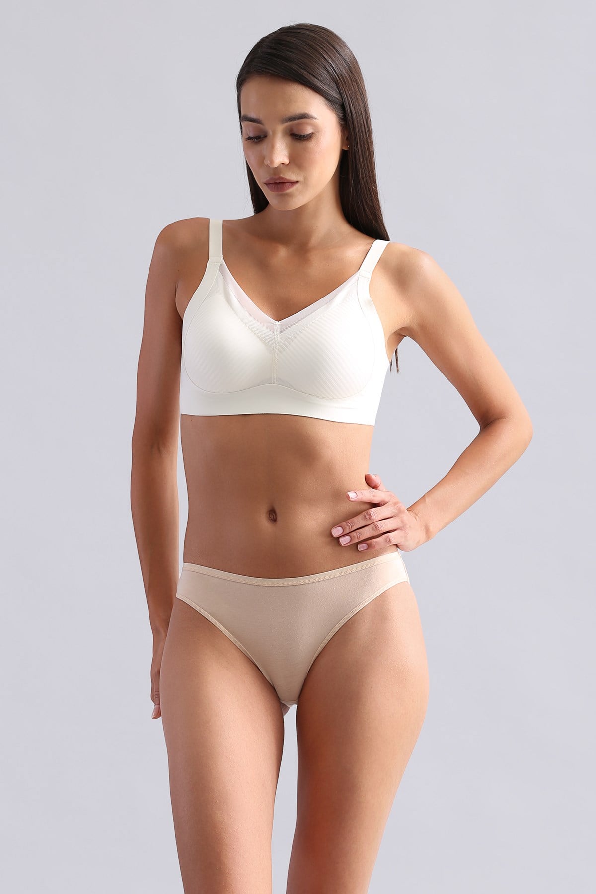 Mısırlı Kadın Modal&Pamuklu HERA Brief İnce Lastikli Üçlü Slip Külot Ten