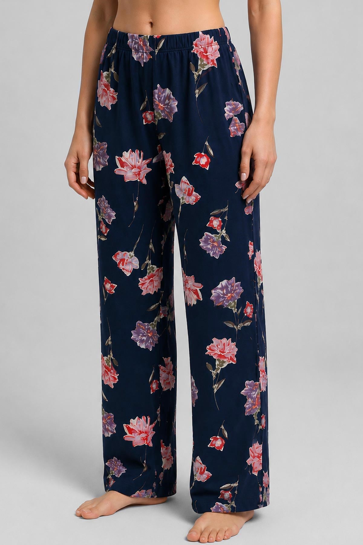 Mısırlı Kadın Viskon Alt Pijama Açık Lacivert
