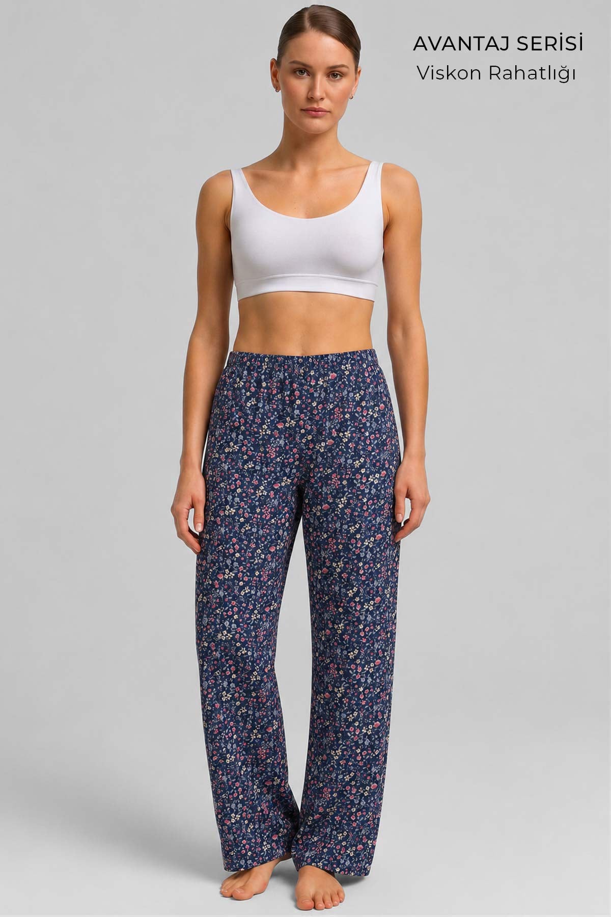 Mısırlı Kadın Viskon Alt Pijama İndigo