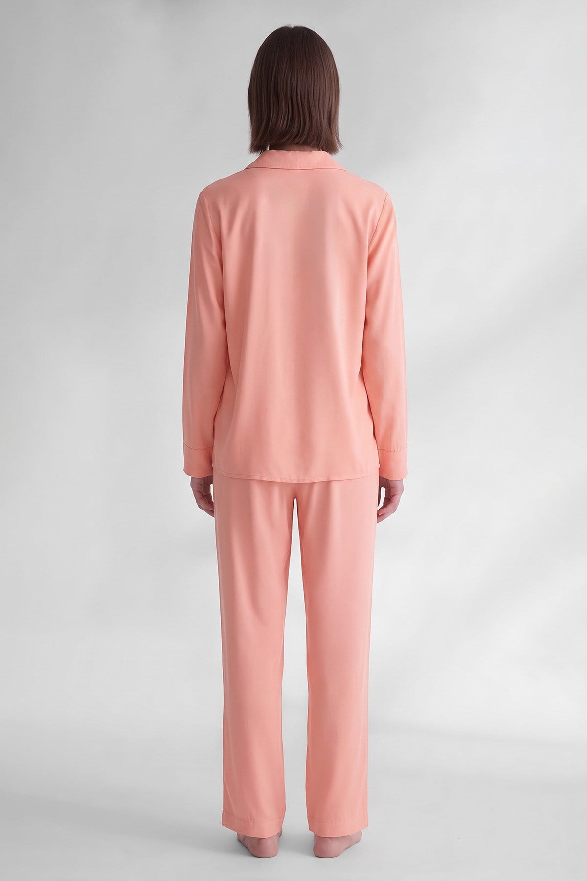 Mısırlı Kadın Viskon Cepli Pijama Takım Somon