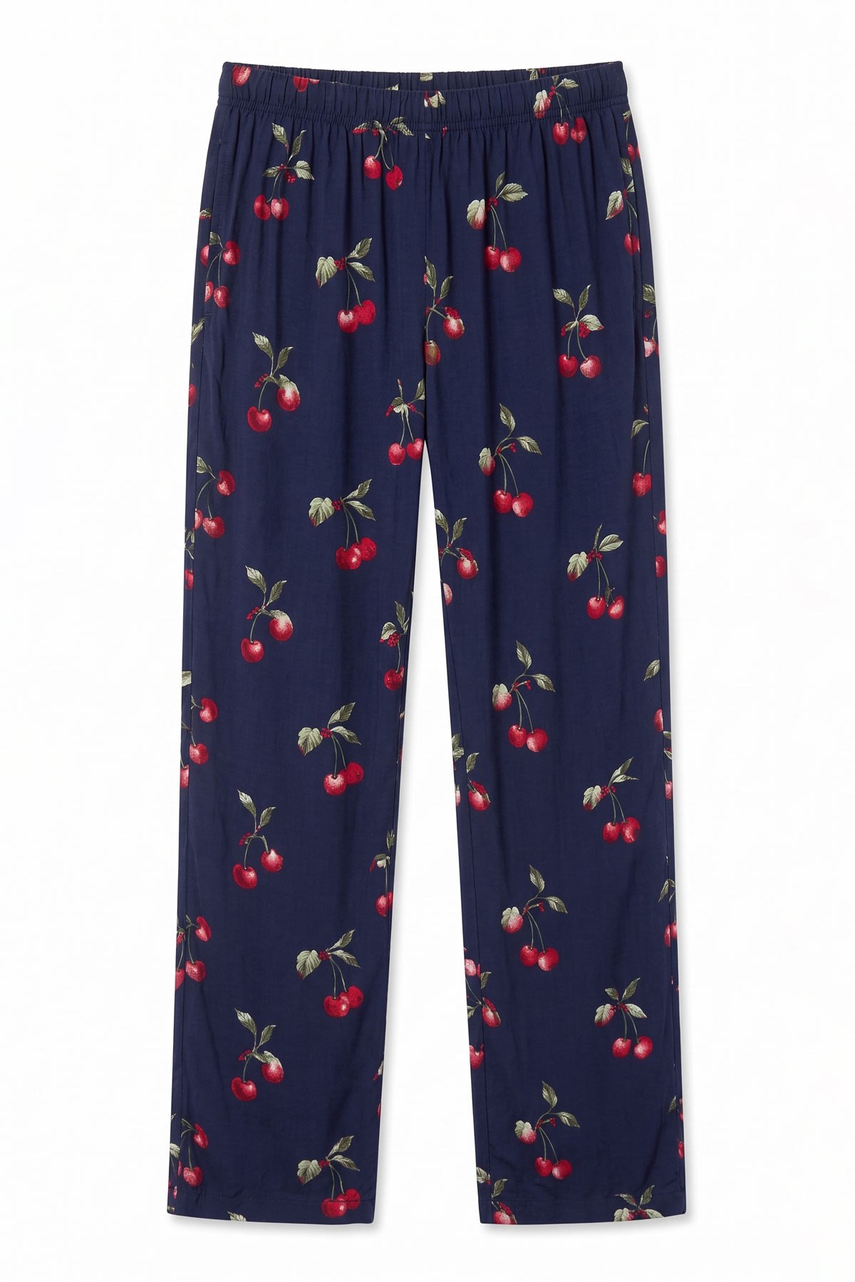Mısırlı Kadın Viskon Çiçekli Alt Pijama Lacivert