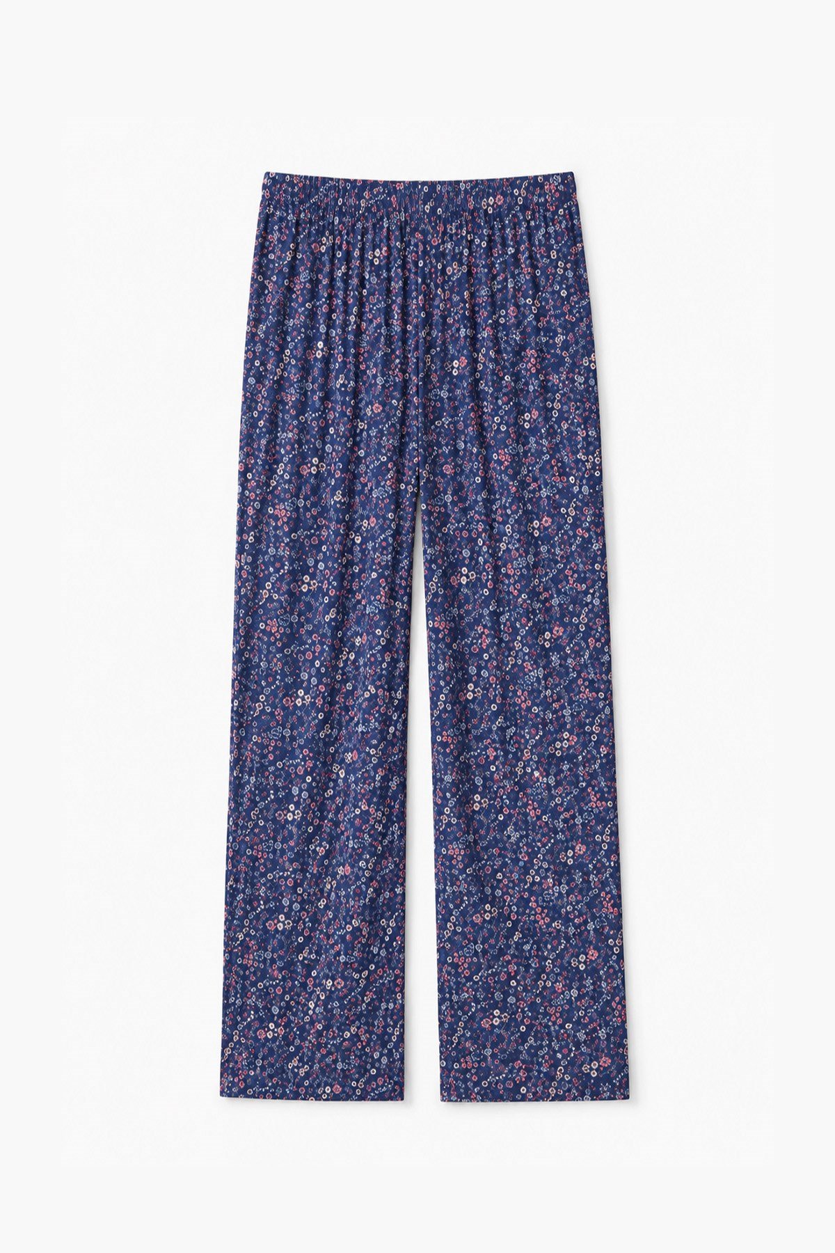 Mısırlı Kadın Viskon Çiçekli Alt Pijama İndigo