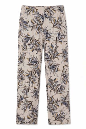 Mısırlı Kadın Viskon Çiçekli Alt Pijama Taş Rengi