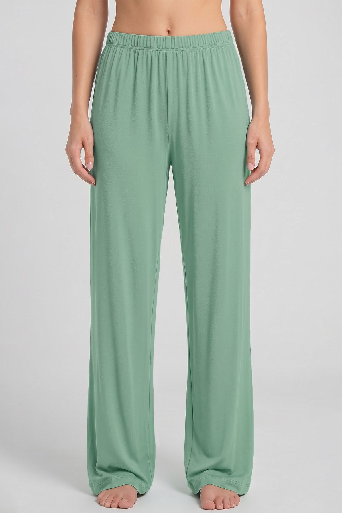 Mısırlı Kadın Viskon Düz Kesim Alt Pijama Koyu Mint