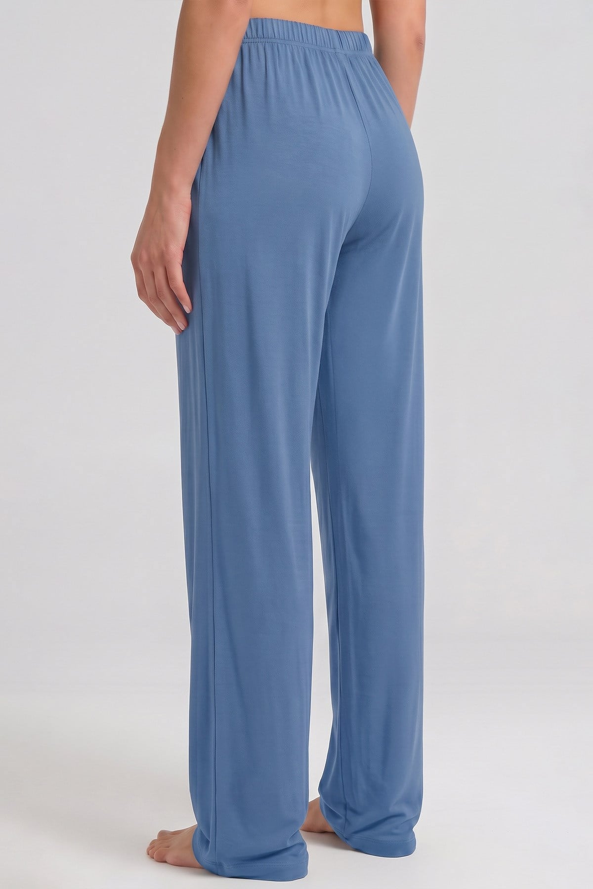 Mısırlı Kadın Viskon Düz Kesim Alt Pijama Pastel Mavi